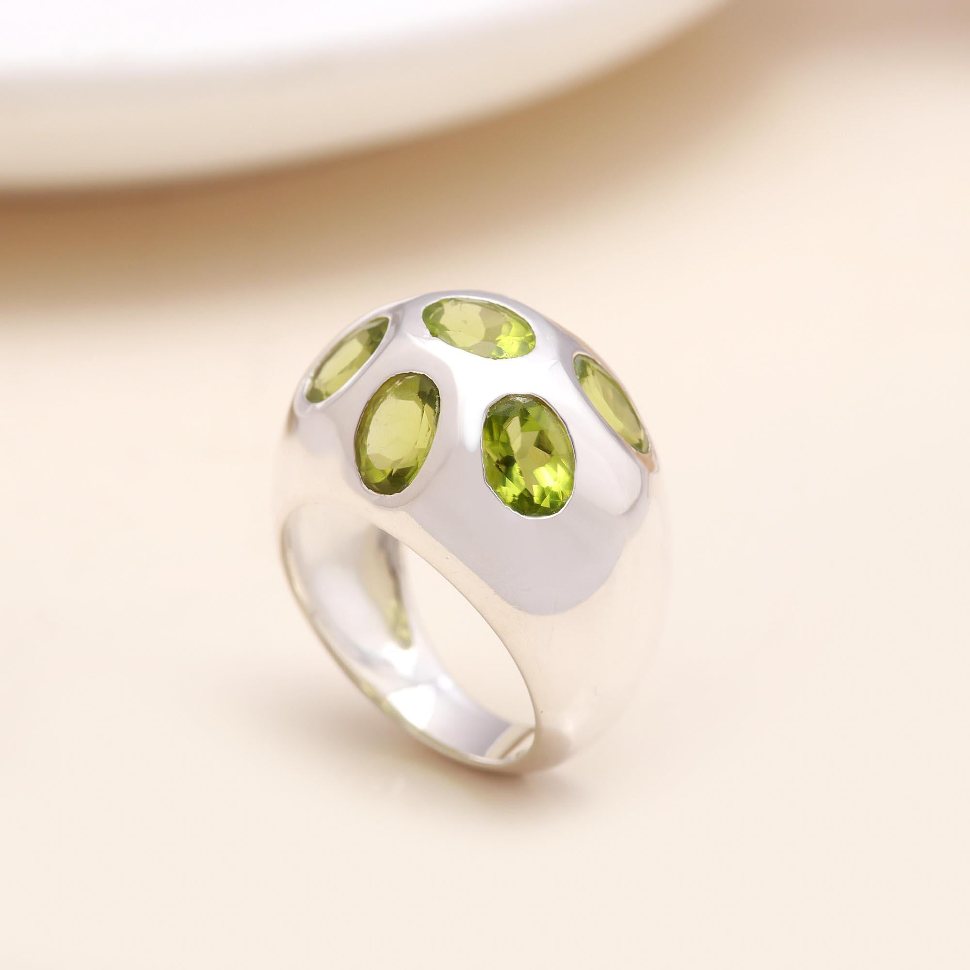 The Green Hill: Flush Set Peridot Dome Ring