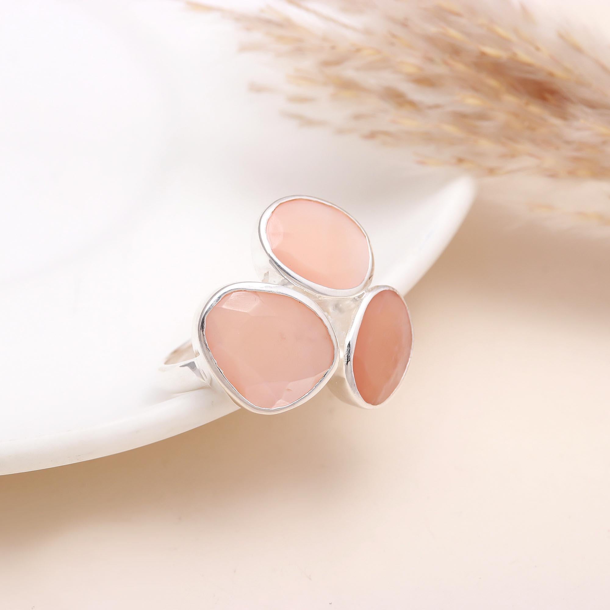 The Pastel Cluster: Multi-Stone Pink Opal Ring