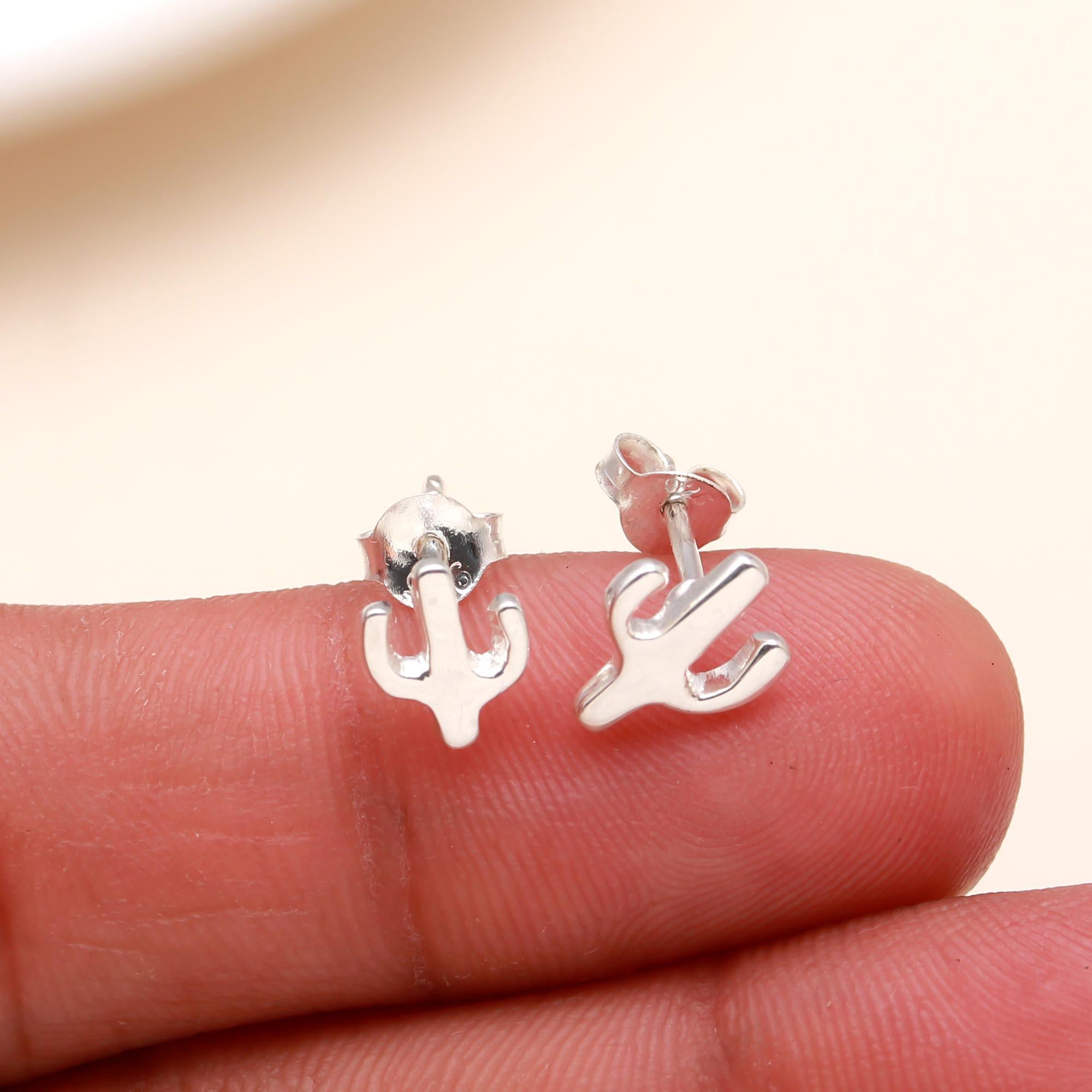 925 Silver Tiny Cactus Stud Earrings