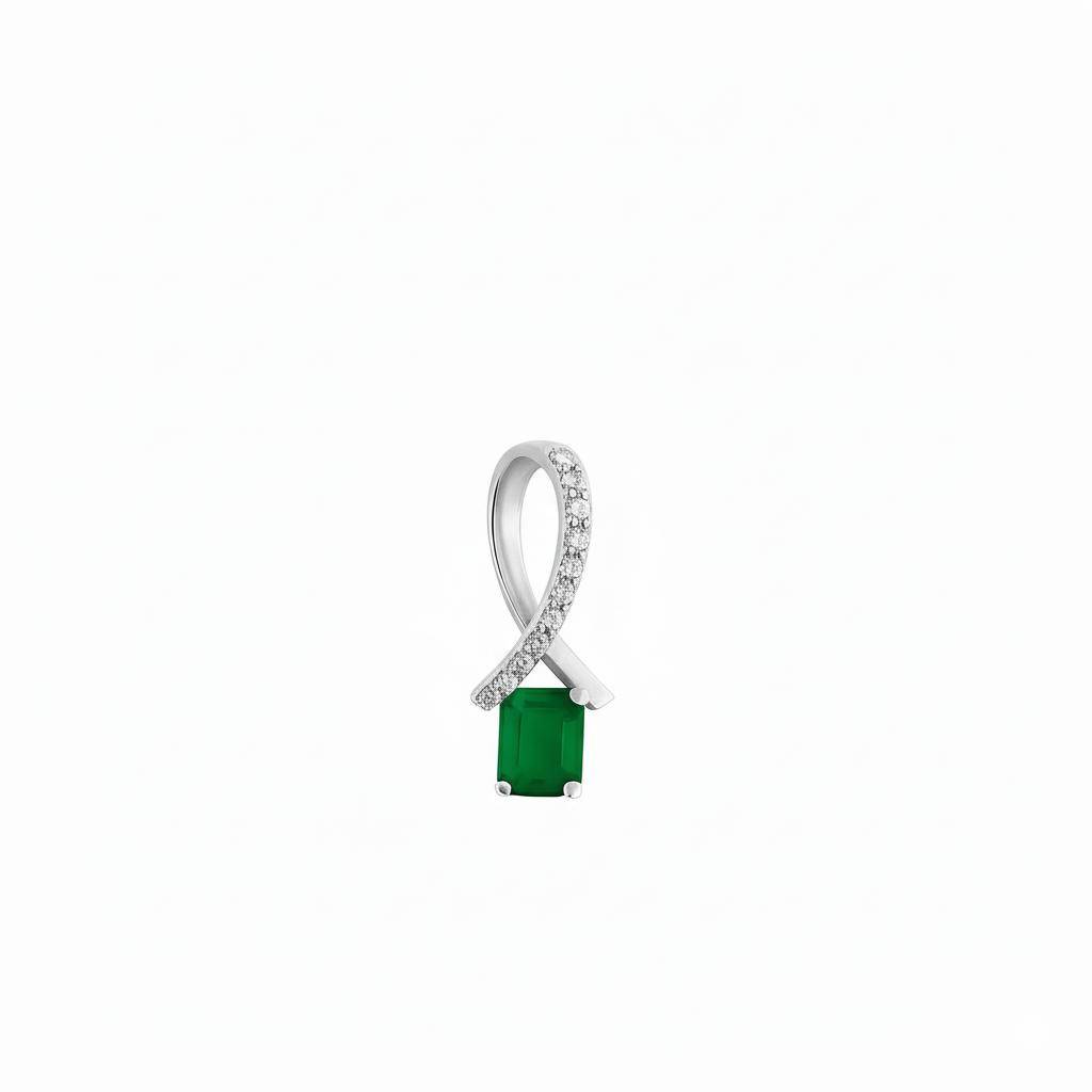925 Sterling Silver Emerald Pendant For Women