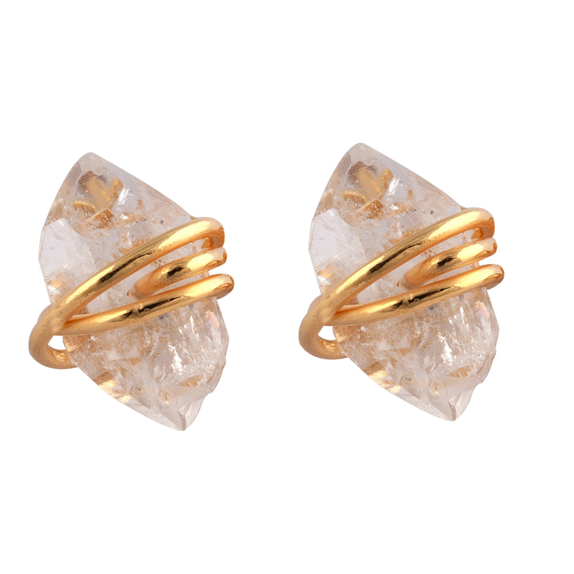 The Crystalline Nest: Raw Herkimer Diamond & Silver Wire Studs