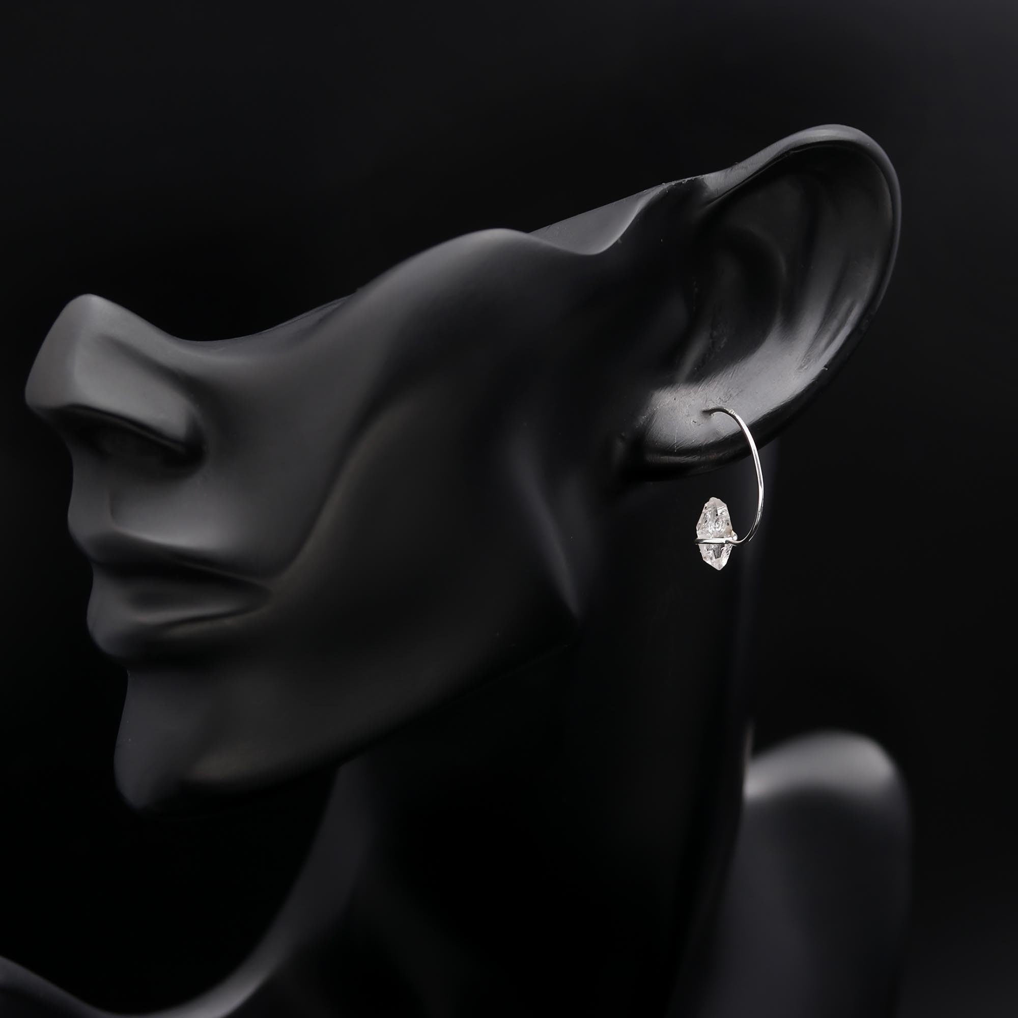 The Crystalline Curve: Herkimer Diamond & Silver Open Hoops