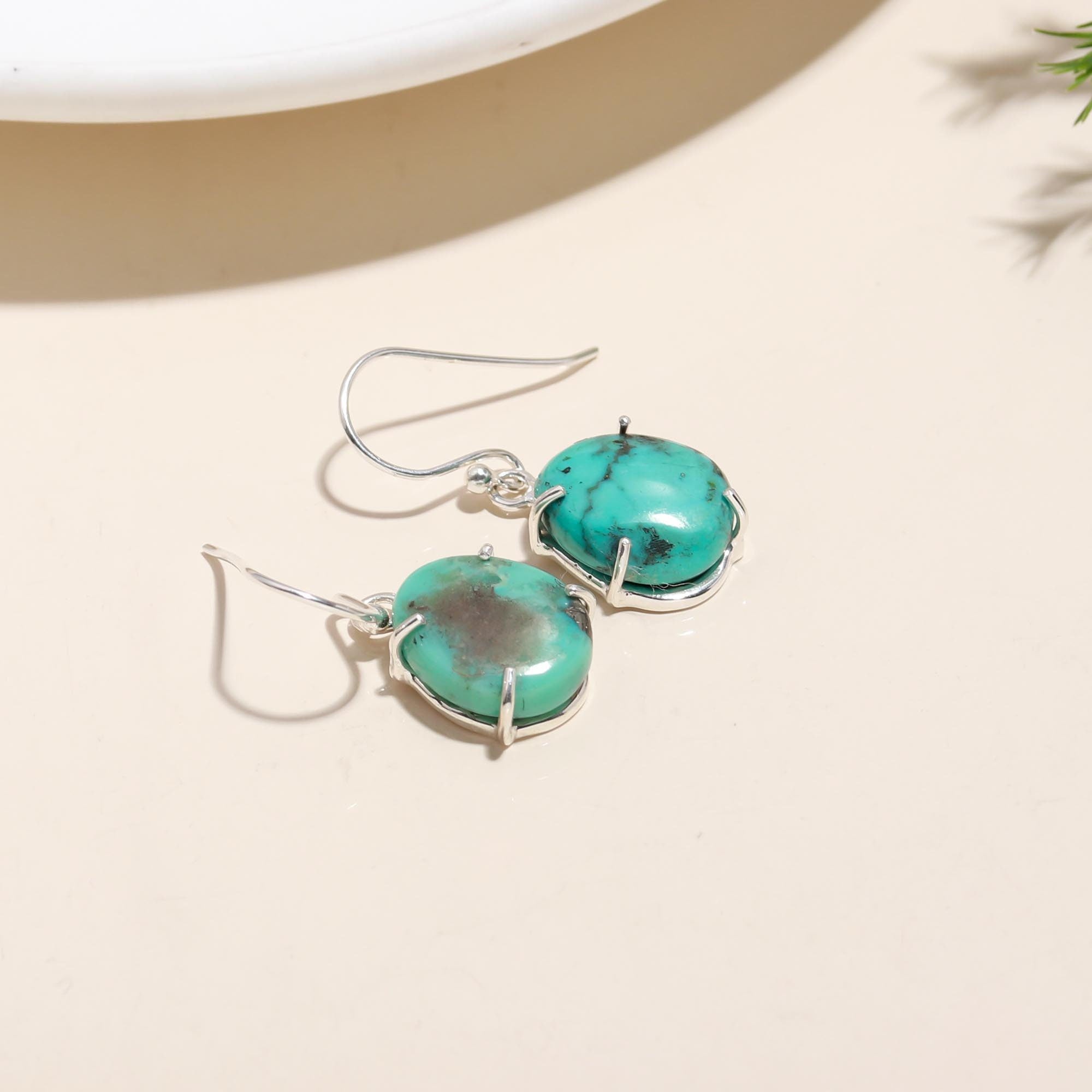 The Earthy Horizon: Organic Turquoise & Silver Drop Earrings
