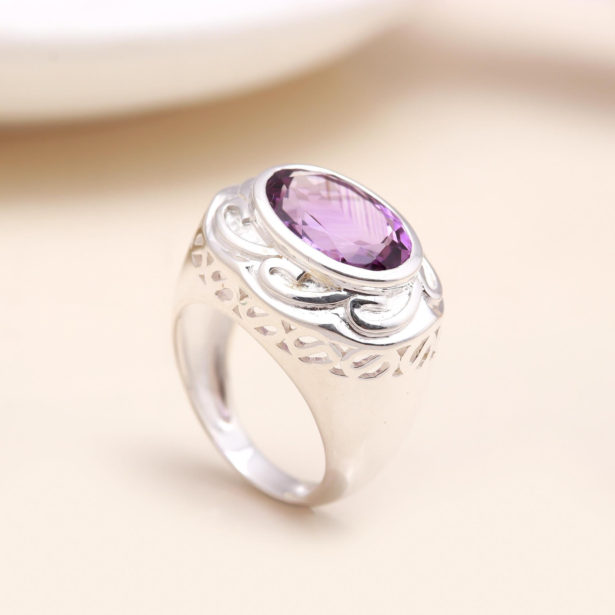 The Mystic Knot: Oval Amethyst Celtic Ring