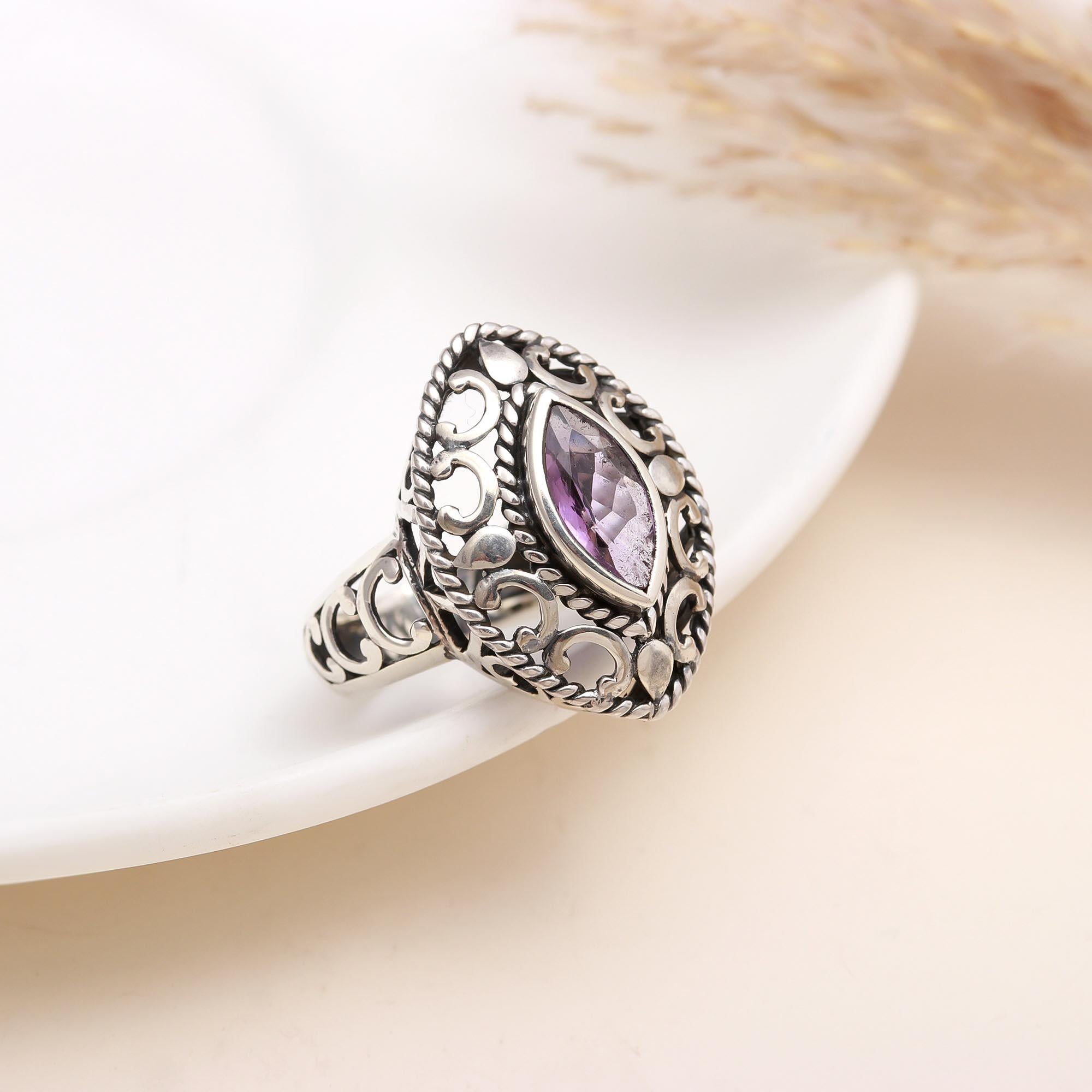 The Vintage Marquis: Amethyst Filigree Dome Ring