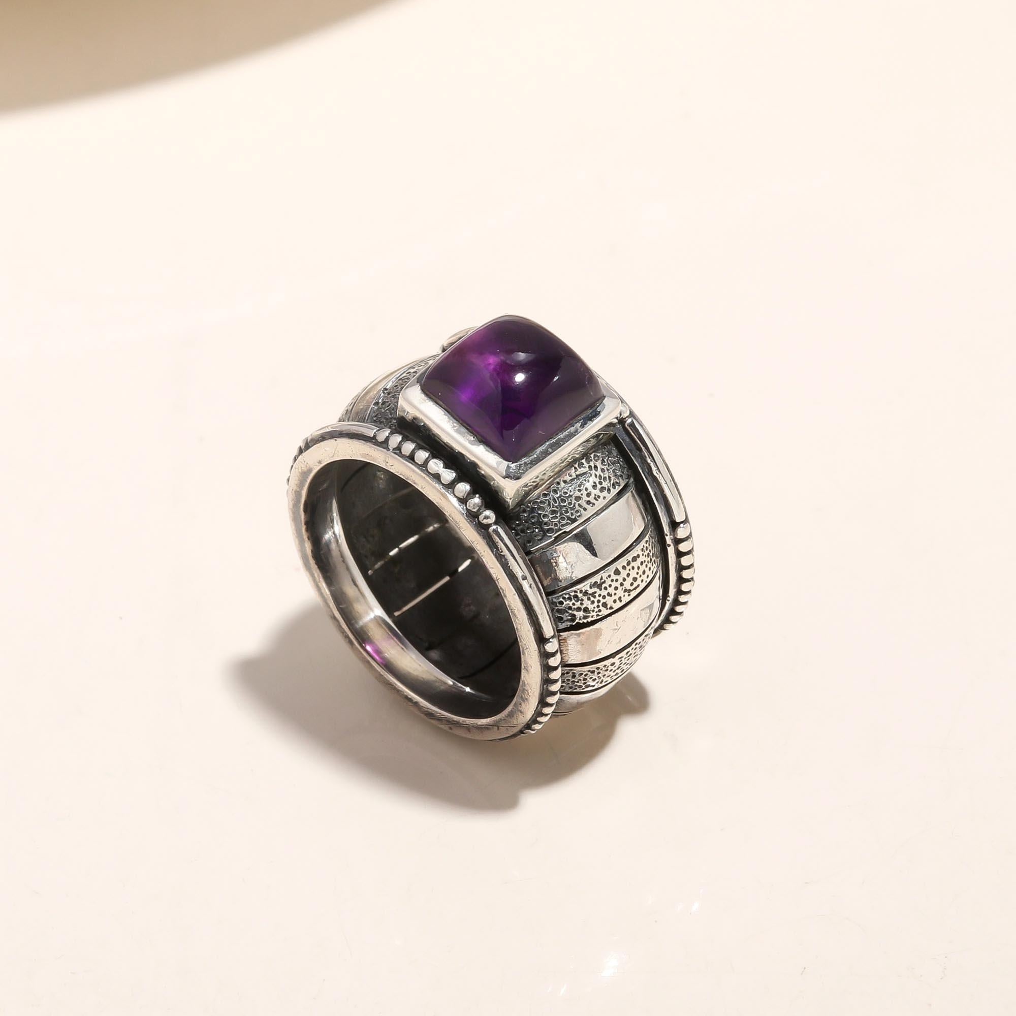 The Violet Fortress: Wide Textured Statement Band