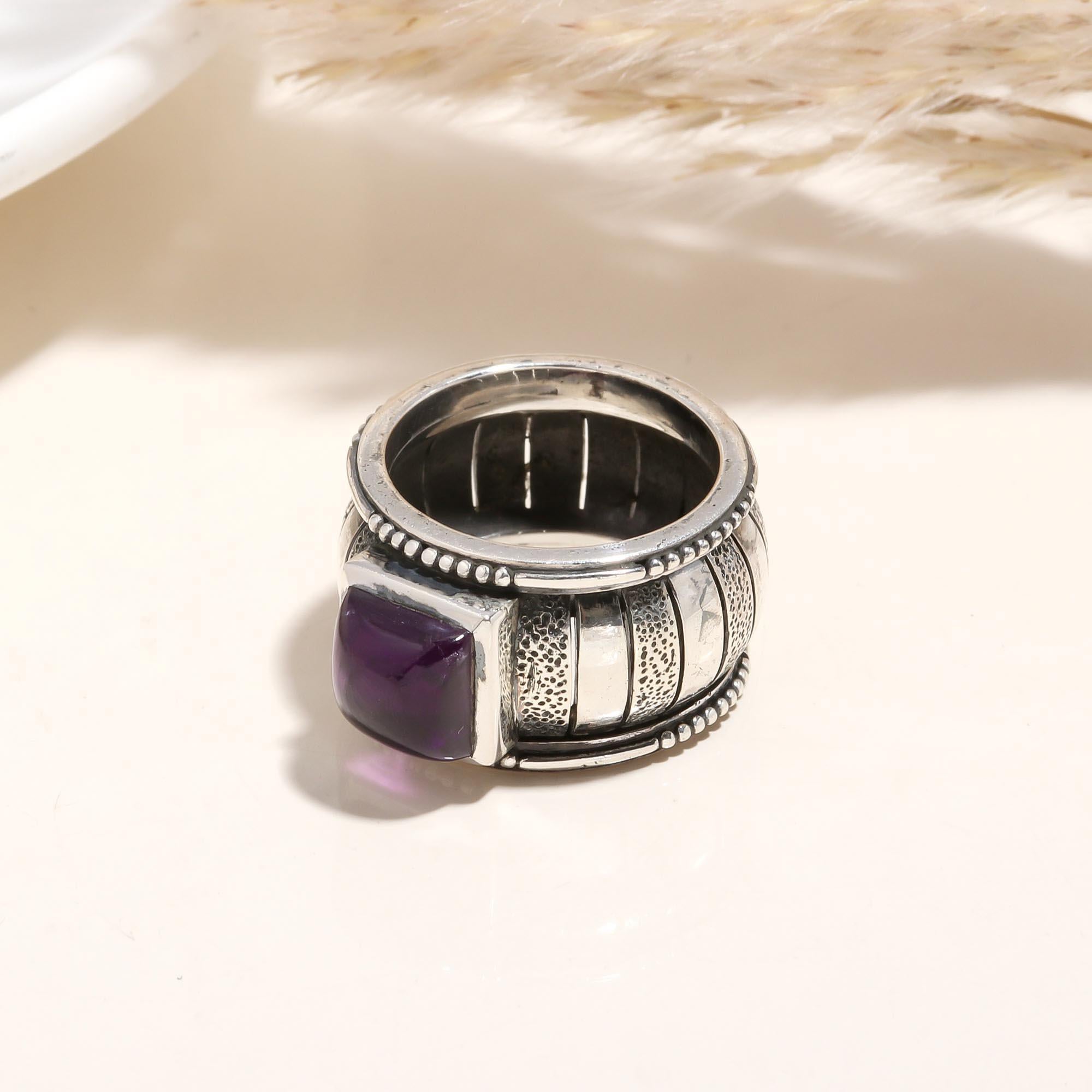 The Violet Fortress: Wide Textured Statement Band