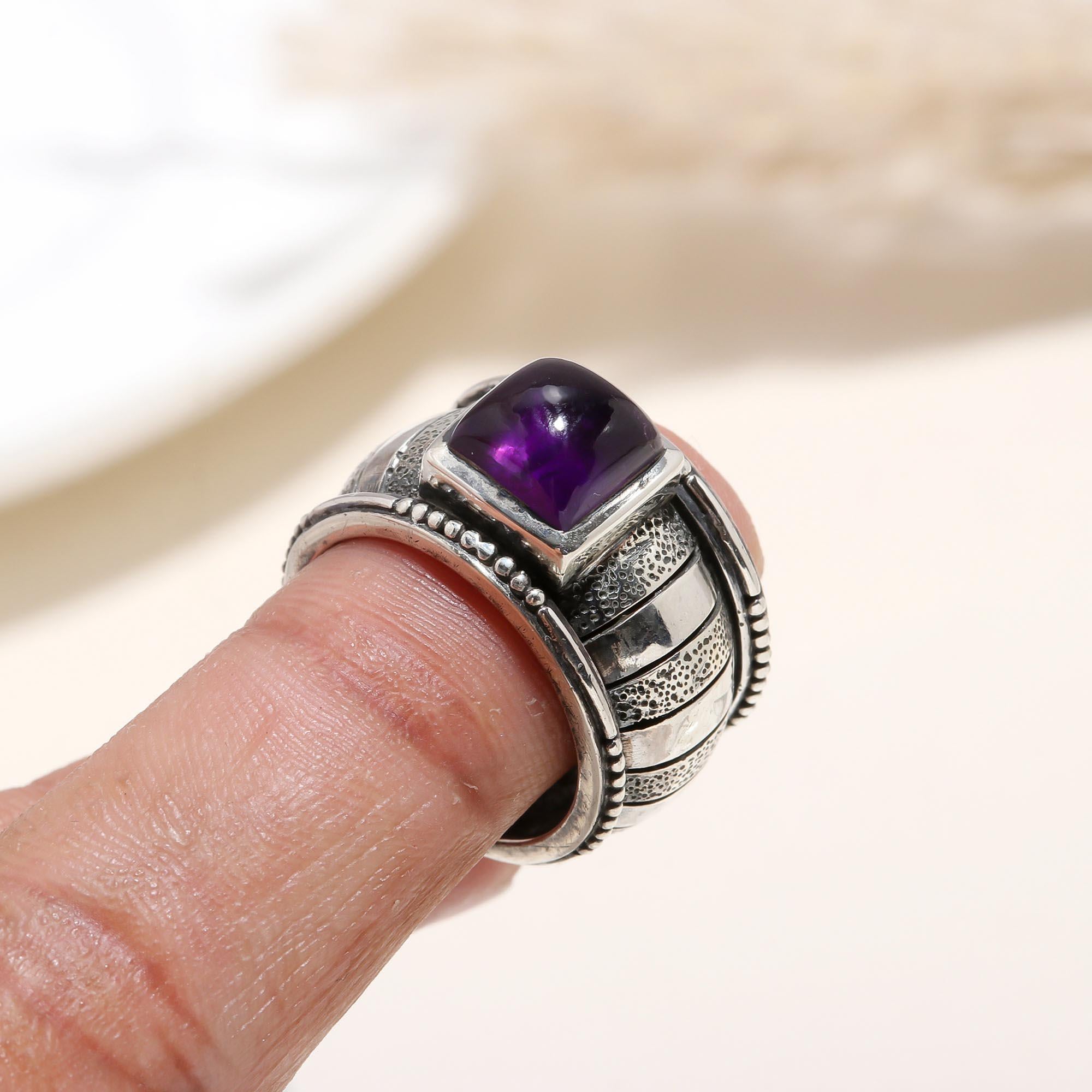 The Violet Fortress: Wide Textured Statement Band