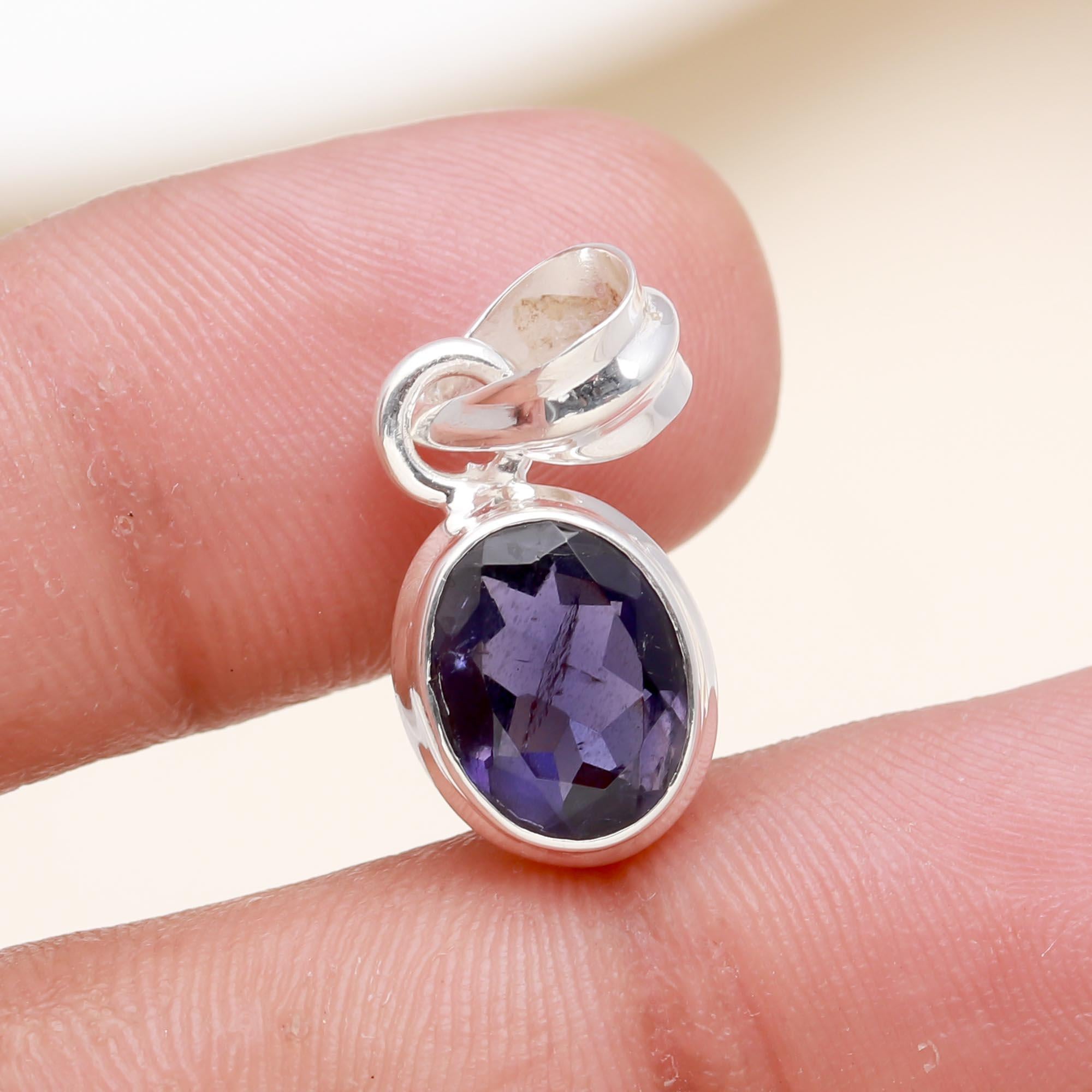 The Midnight Indigo: Natural Iolite Solitaire Pendant