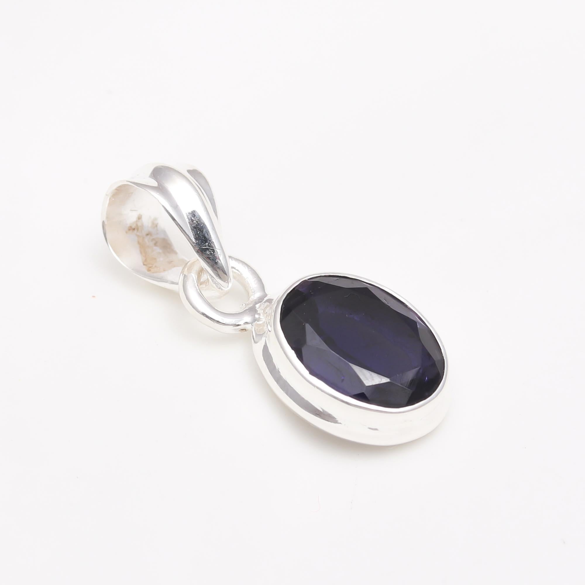 The Midnight Indigo: Natural Iolite Solitaire Pendant