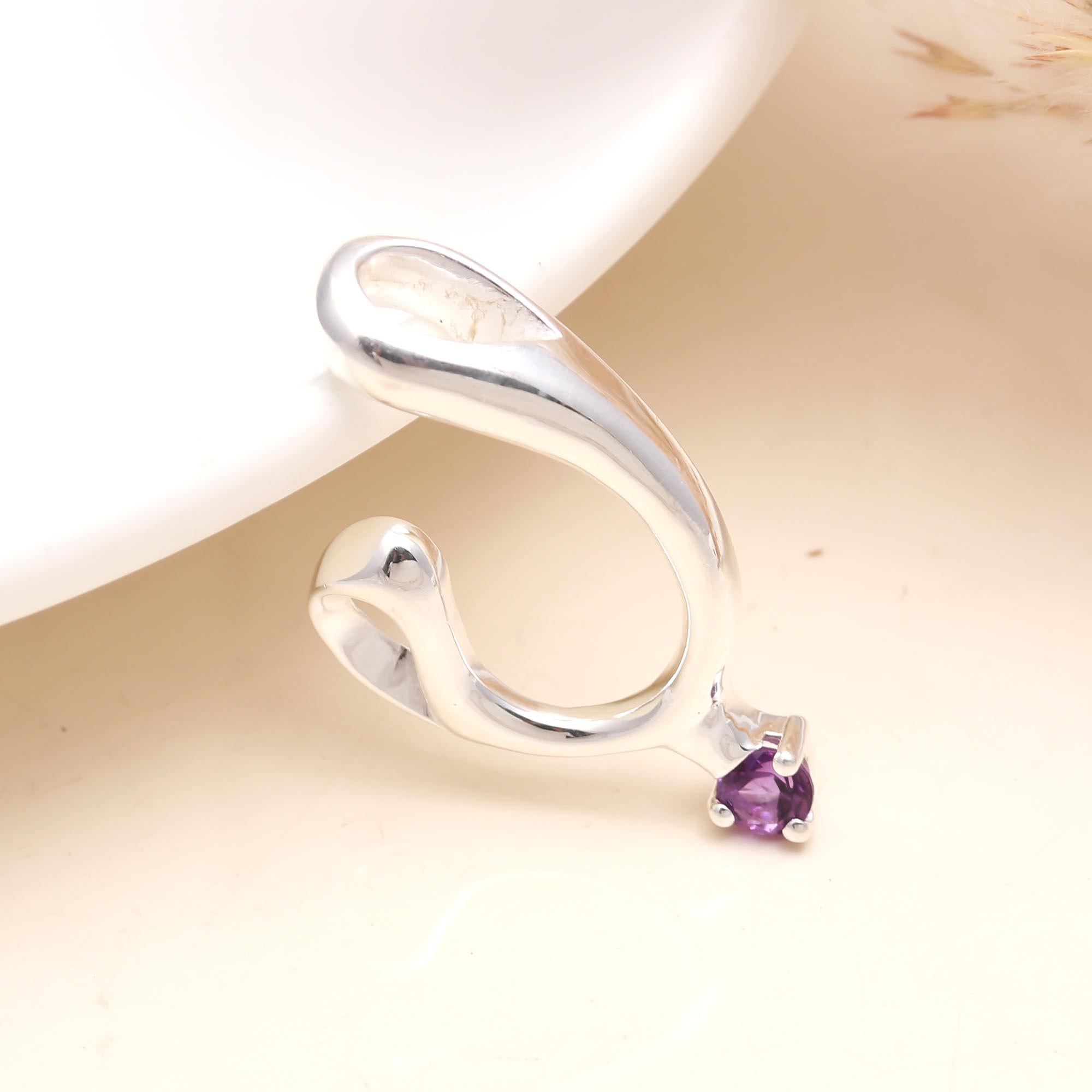 The Sculpted Curve: Modern Abstract Amethyst Pendant