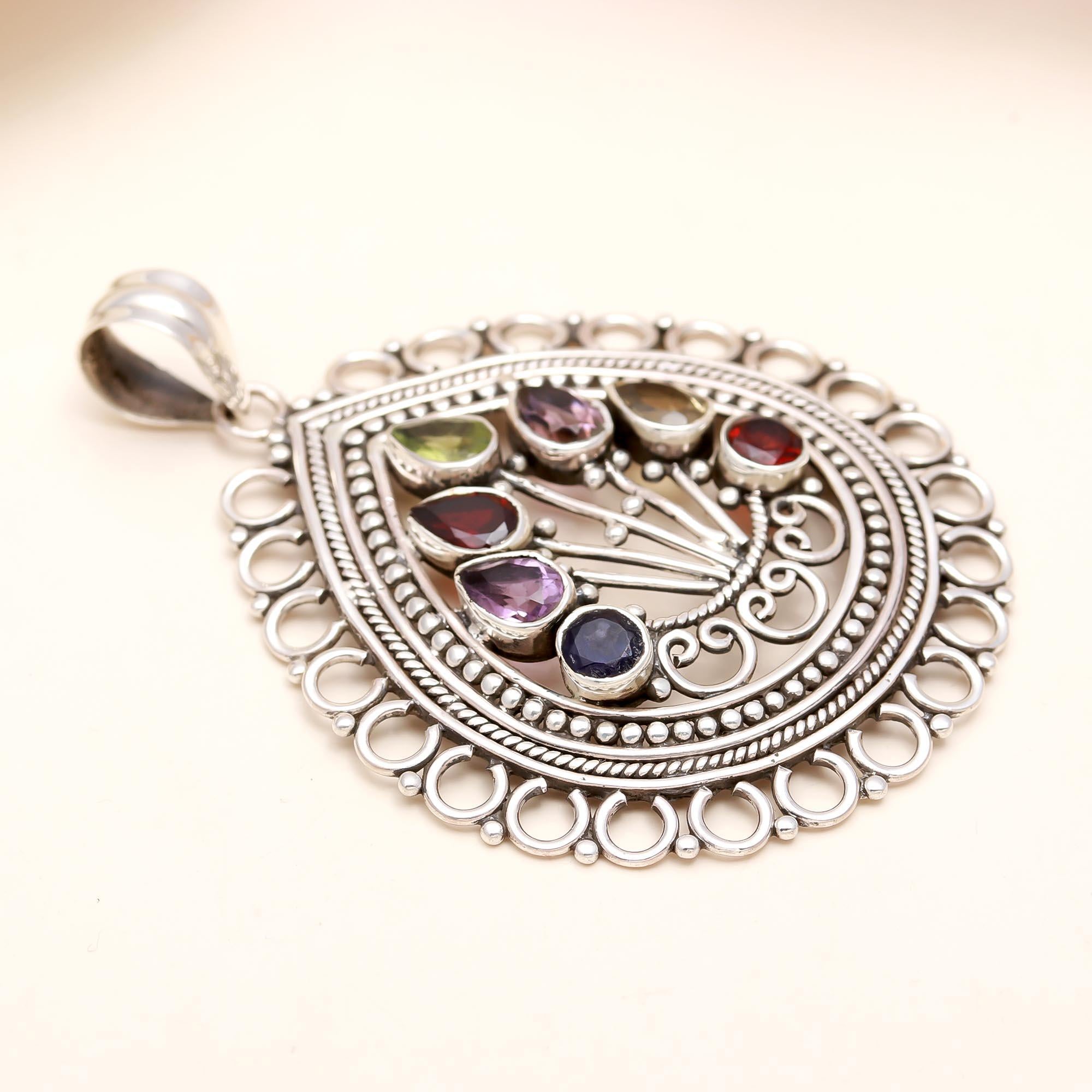The Boho Bouquet: Multi-Gemstone Teardrop Medallion