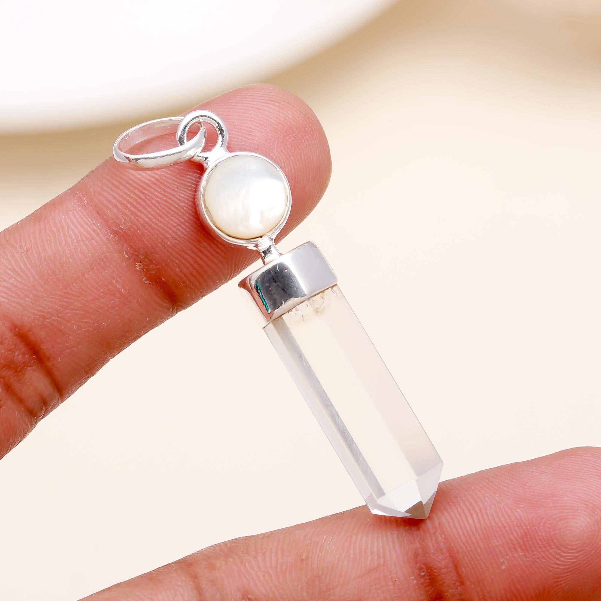 The Clarity Wand: Clear Quartz Point & Moonstone Healing Pendant