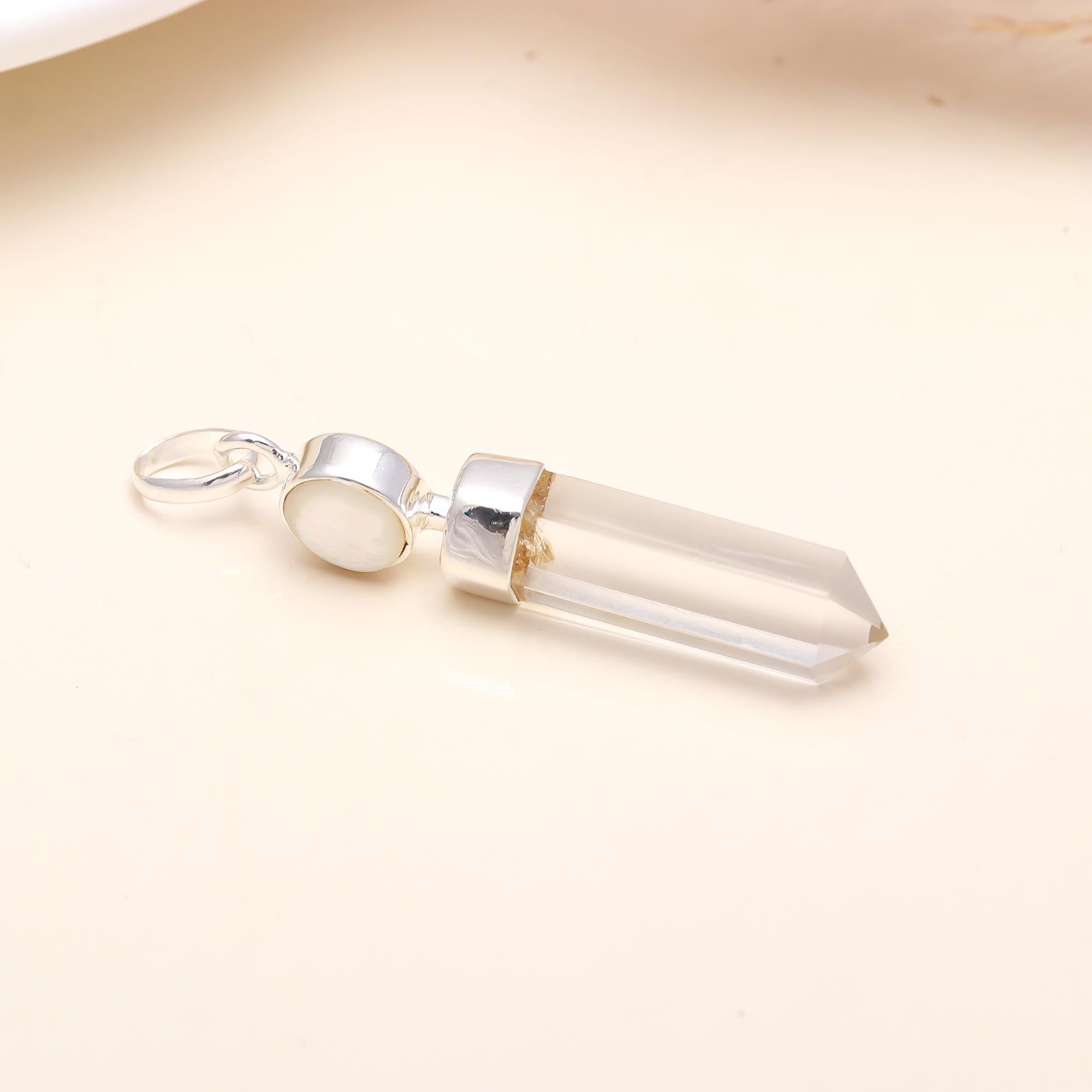 The Clarity Wand: Clear Quartz Point & Moonstone Healing Pendant