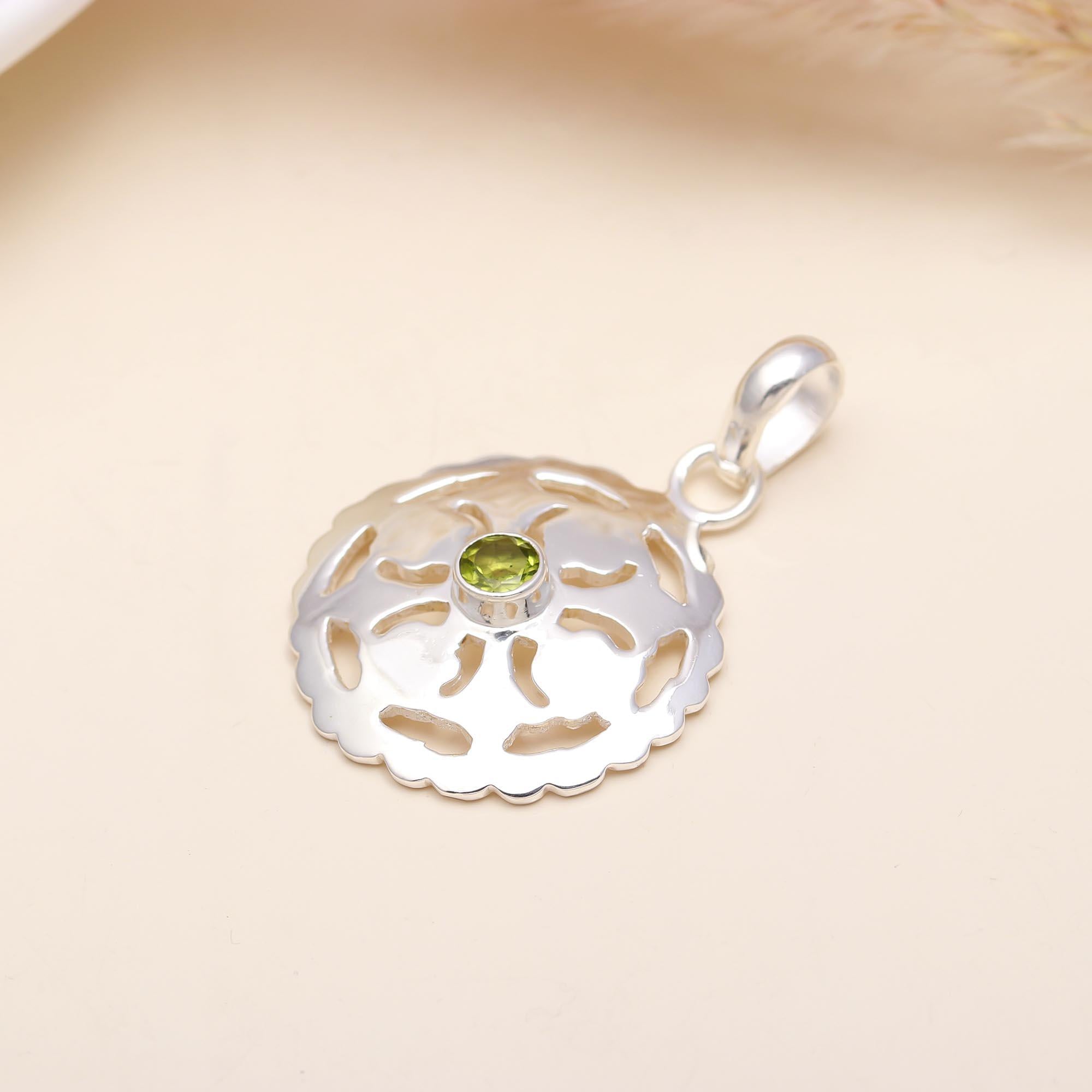 Peridot Gemstone Handmade Sterling Silver Pendant