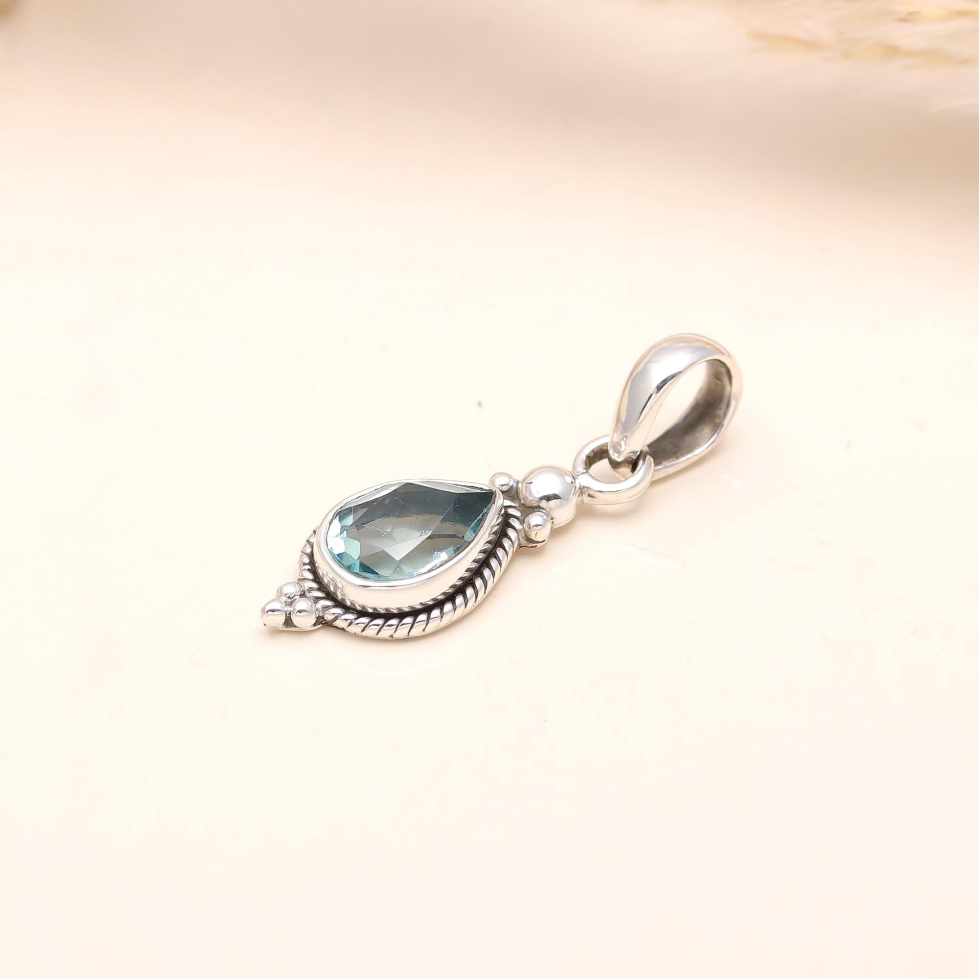 Handmade Pure Silver Aquamarine Pendant
