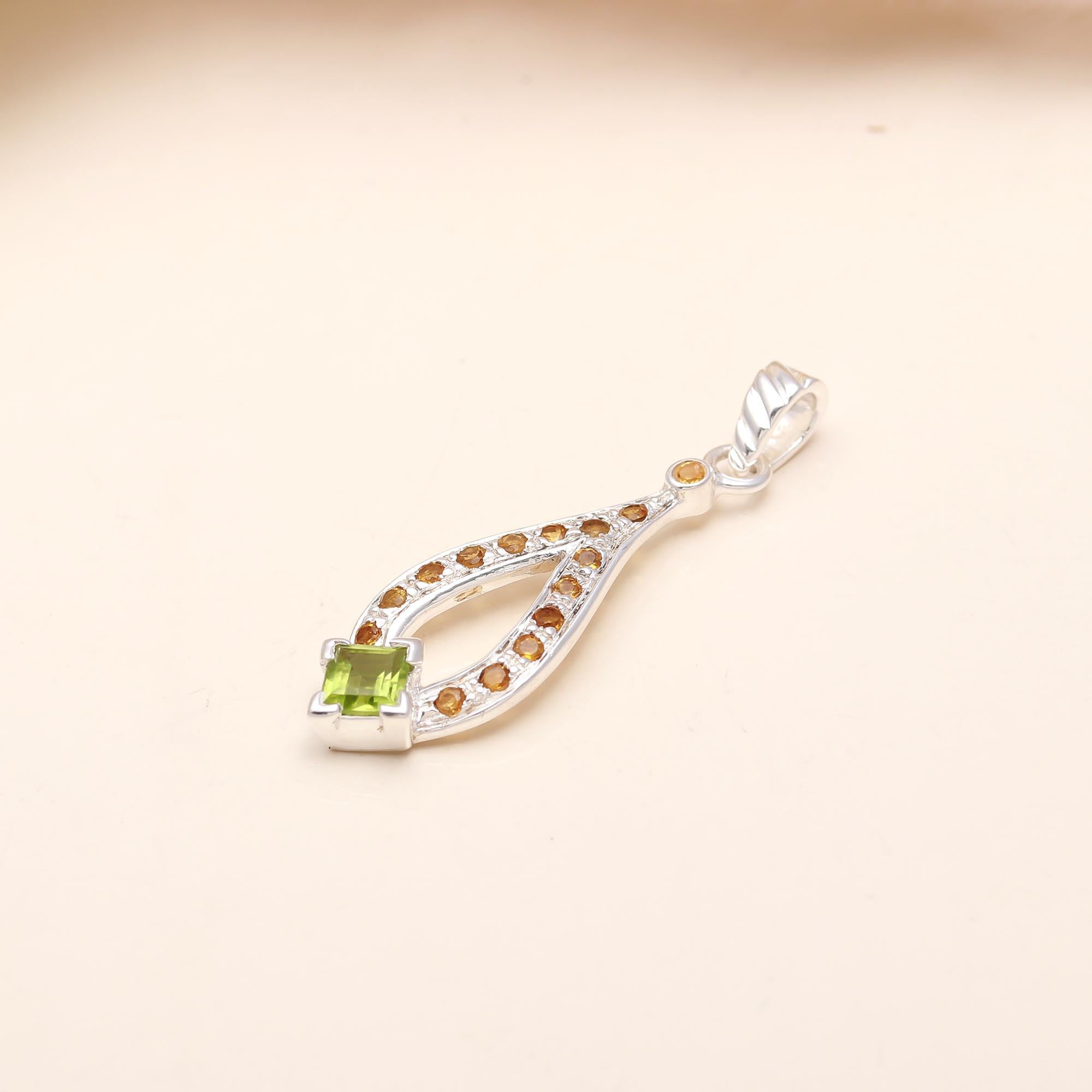 The Citrus Drop: Peridot & Citrine Sterling Silver Pendant