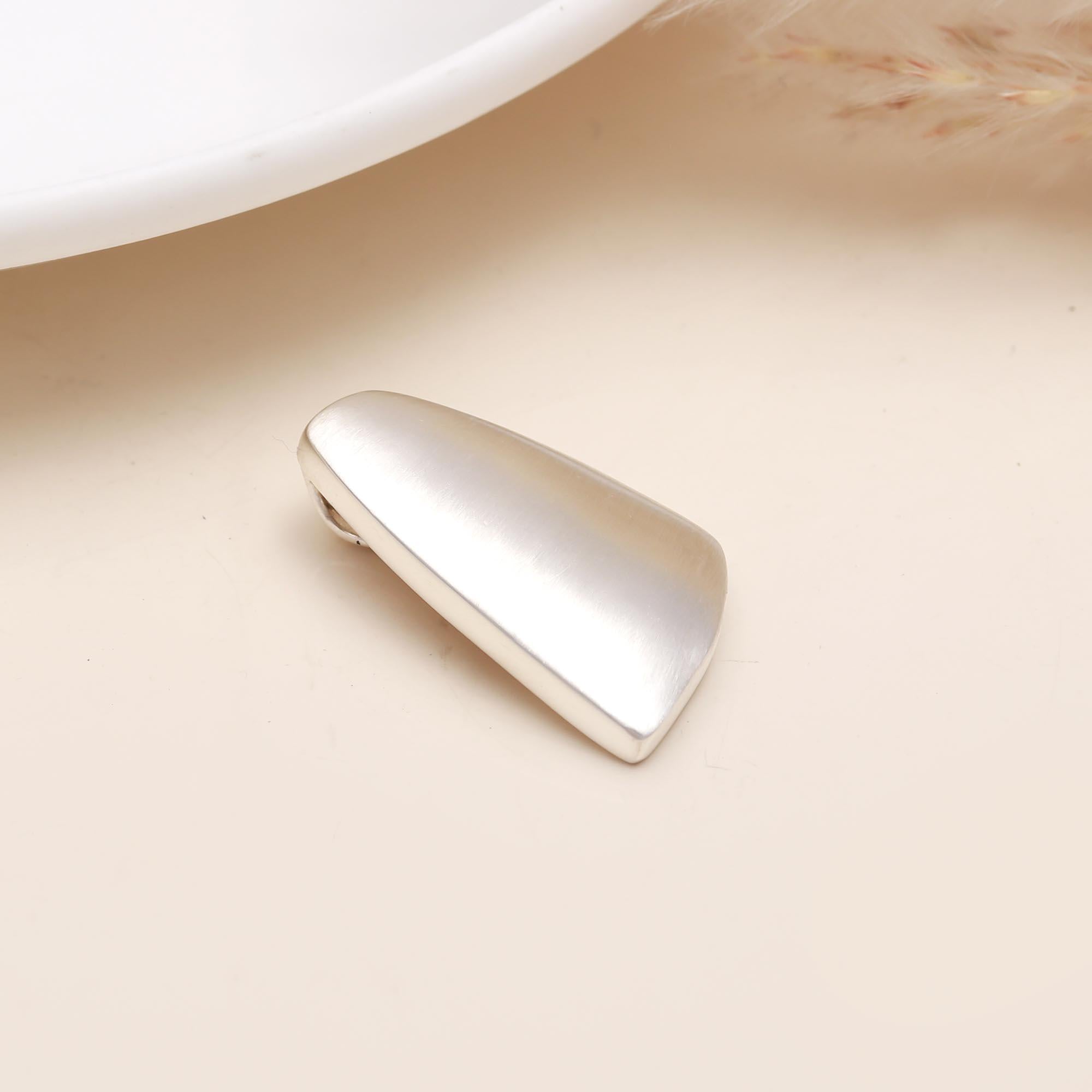 The Modern Shield: Satin Finish Sterling Silver Pendant