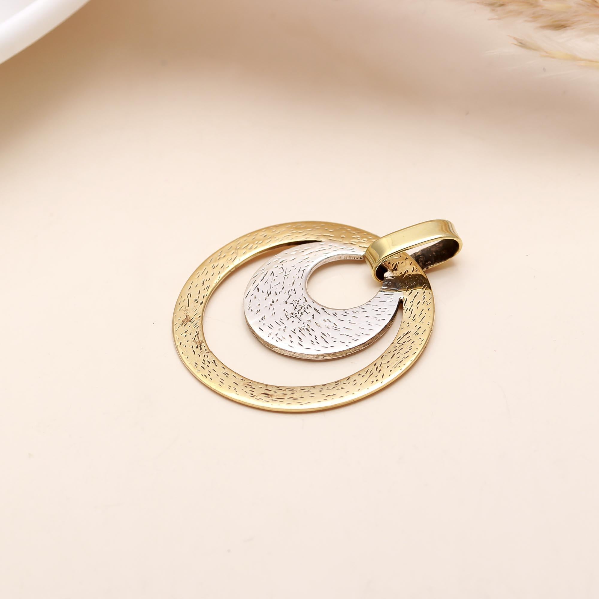 Yellow Double Circle 925 Sterling Silver Necklace