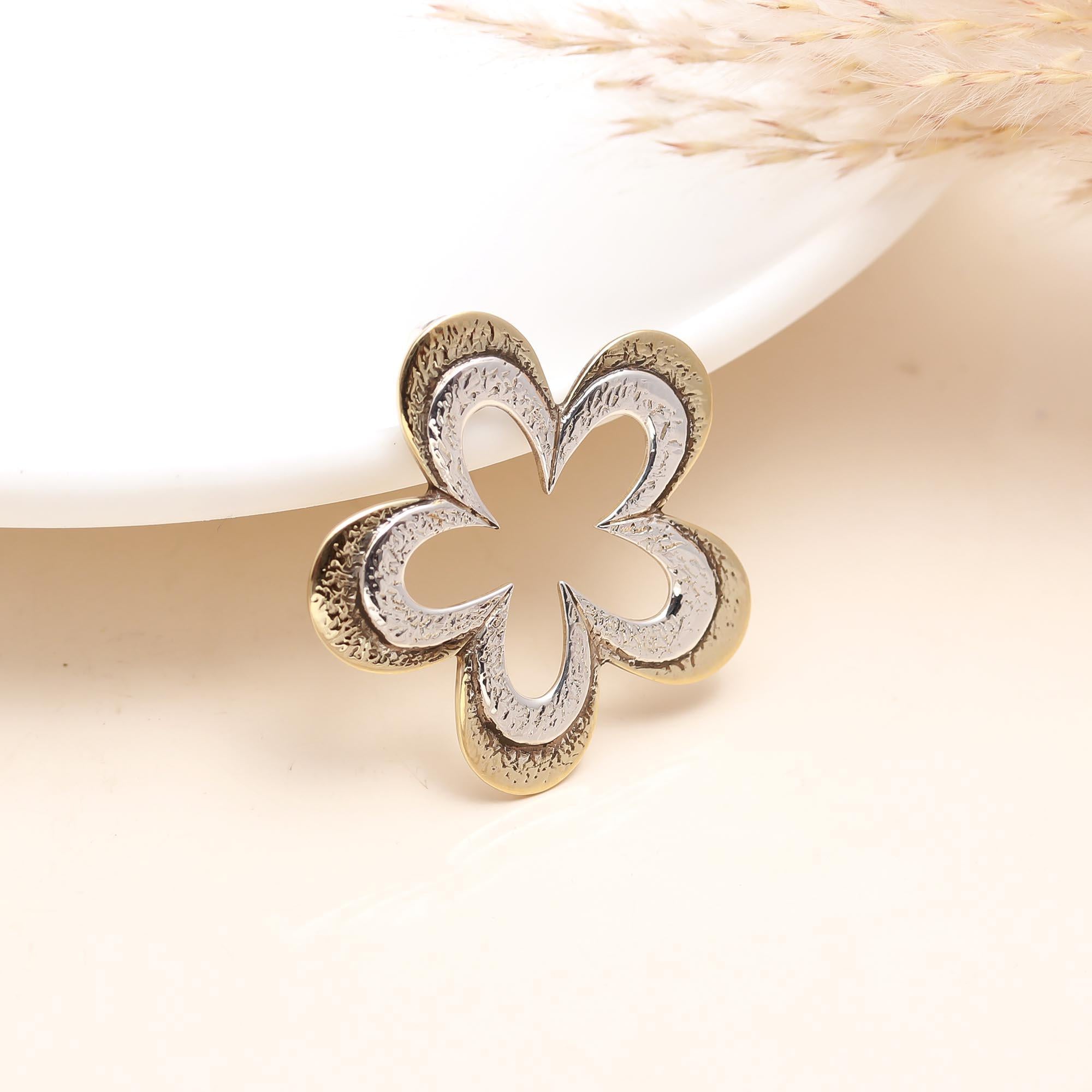 The Gilded Blossom: Two-Tone Sterling Silver & Gold Flower Pendant