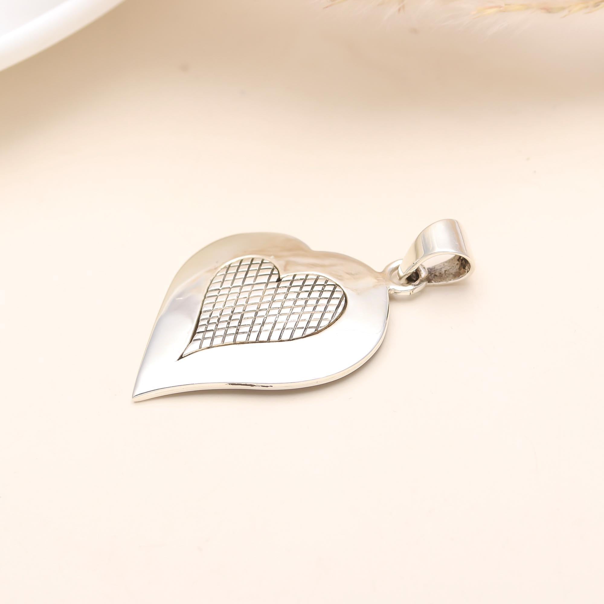 The Etched Heart: Sterling Silver Textured Medallion Pendant