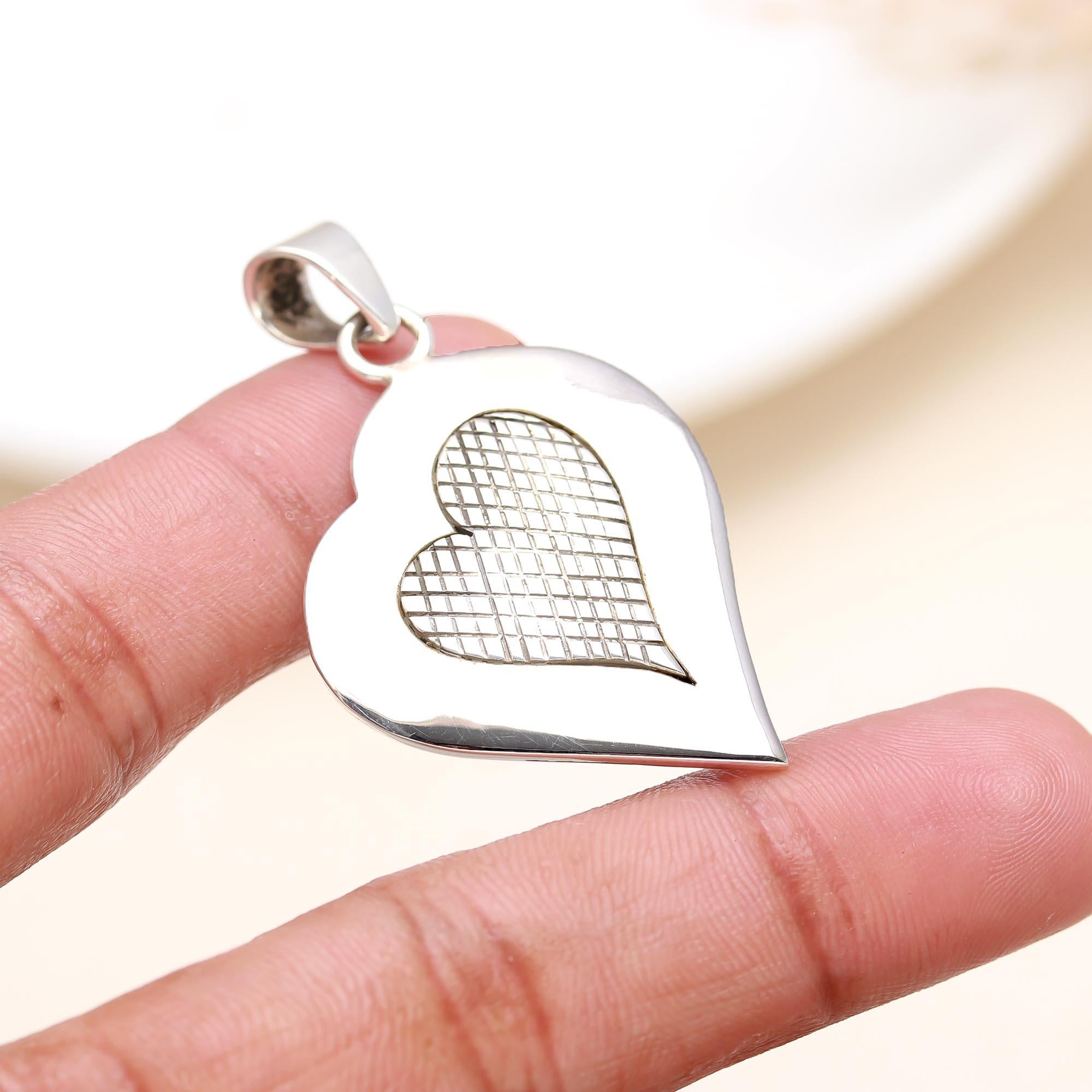 The Etched Heart: Sterling Silver Textured Medallion Pendant