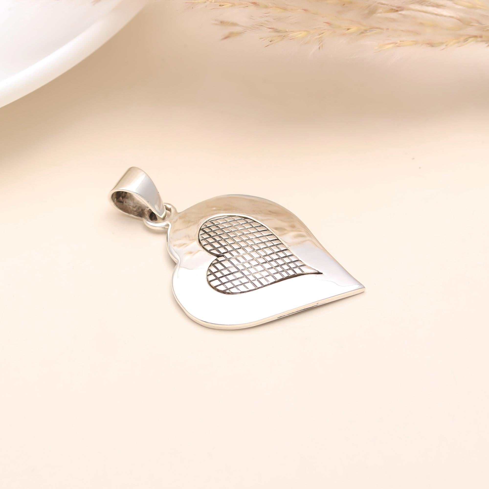 The Etched Heart: Sterling Silver Textured Medallion Pendant