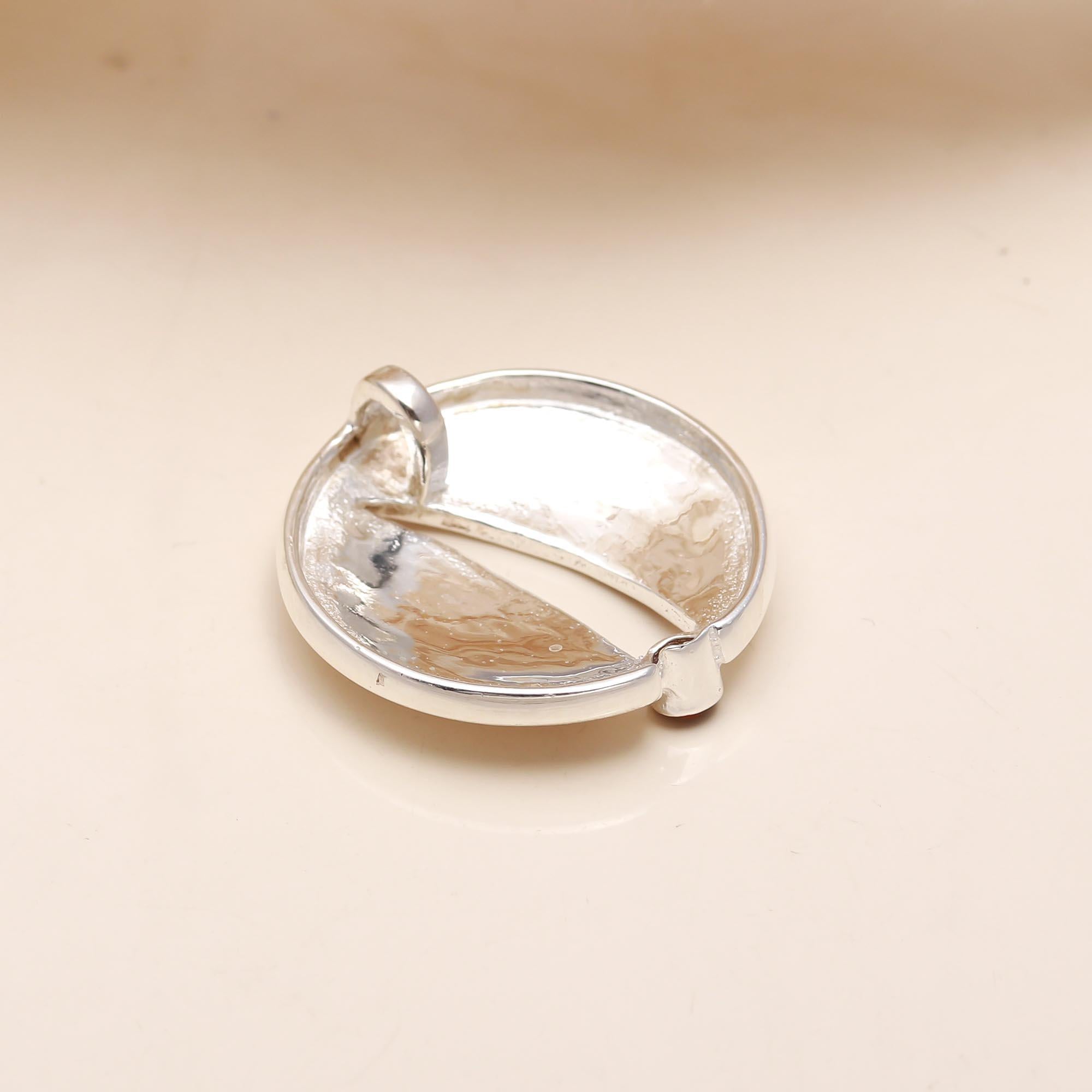 The Sculpted Path: Satin Sterling Silver & Garnet Pendant