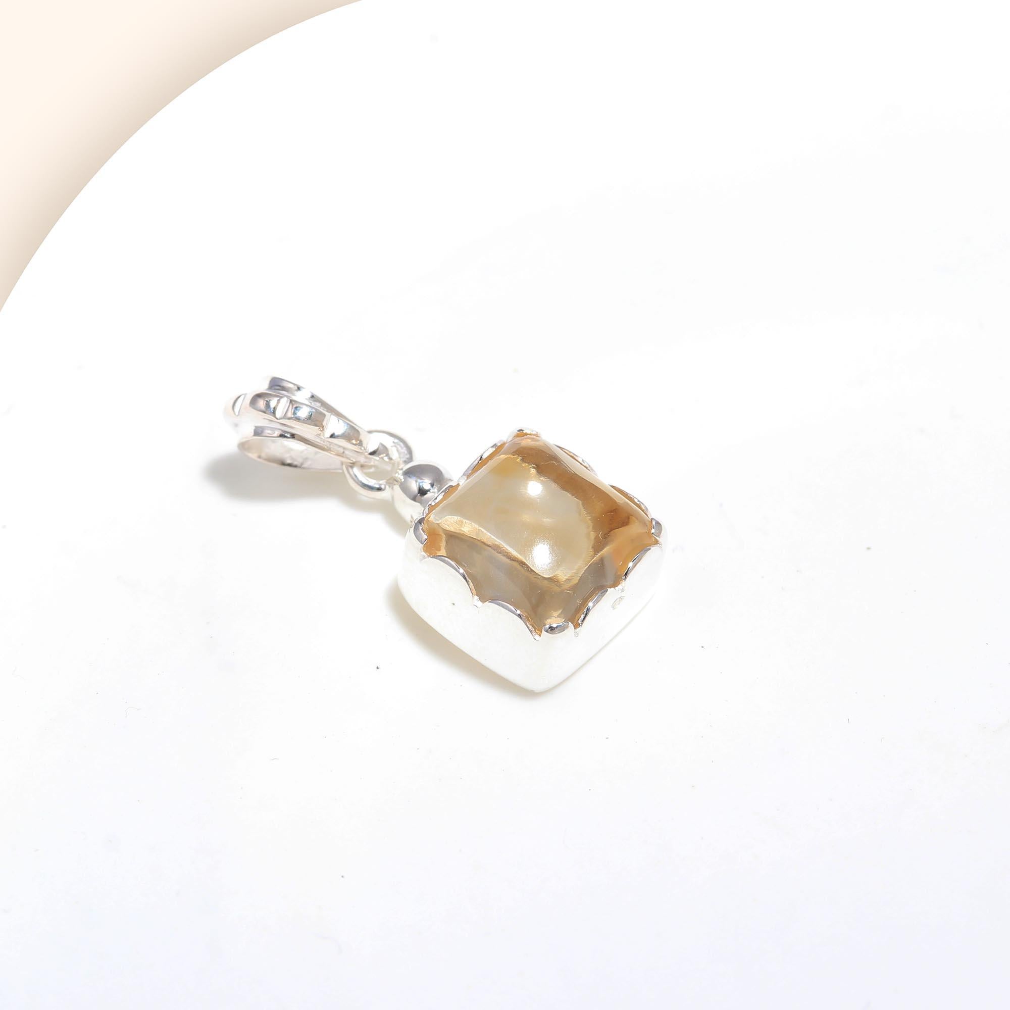 The Golden Ray: Square Citrine Cushion Pendant
