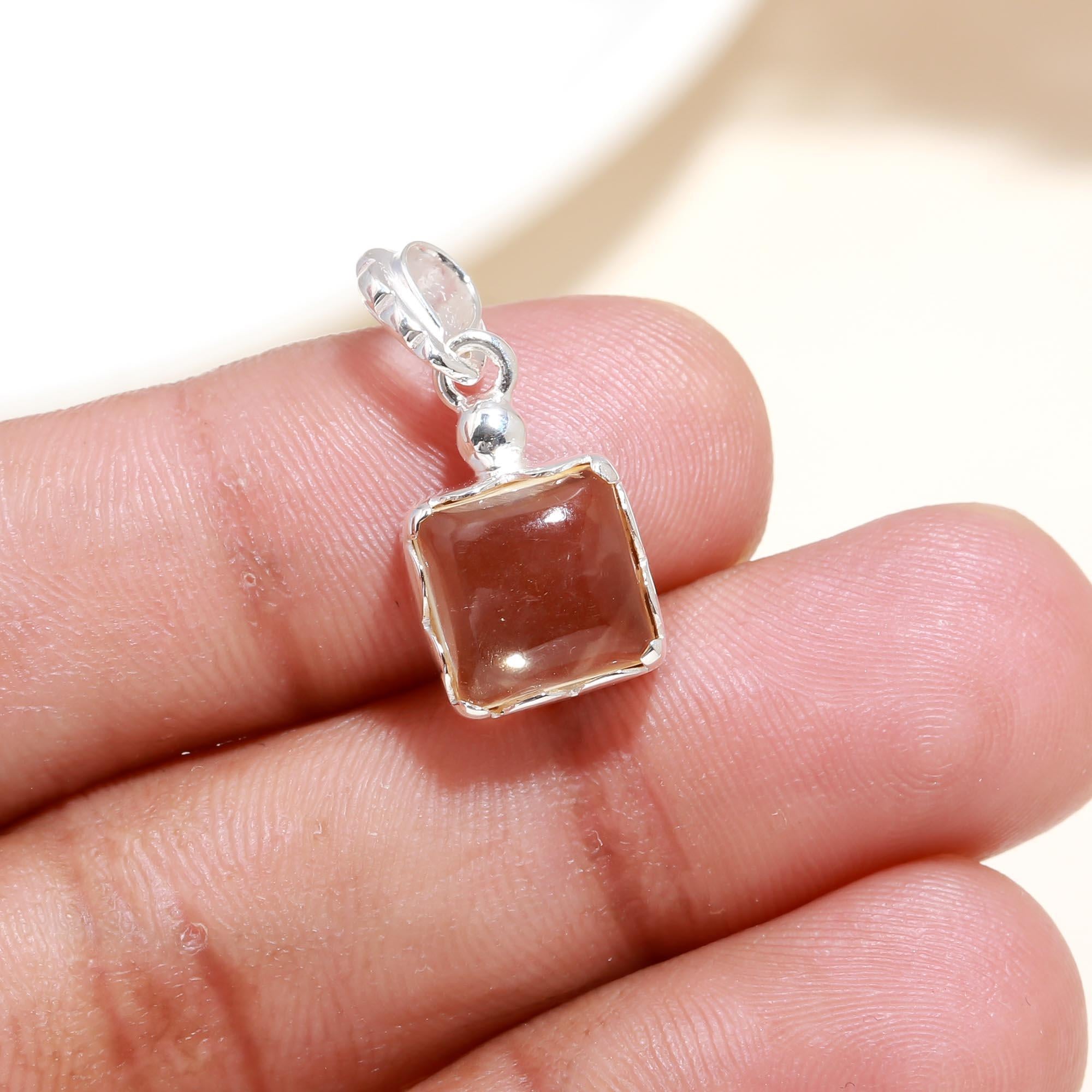 The Golden Ray: Square Citrine Cushion Pendant