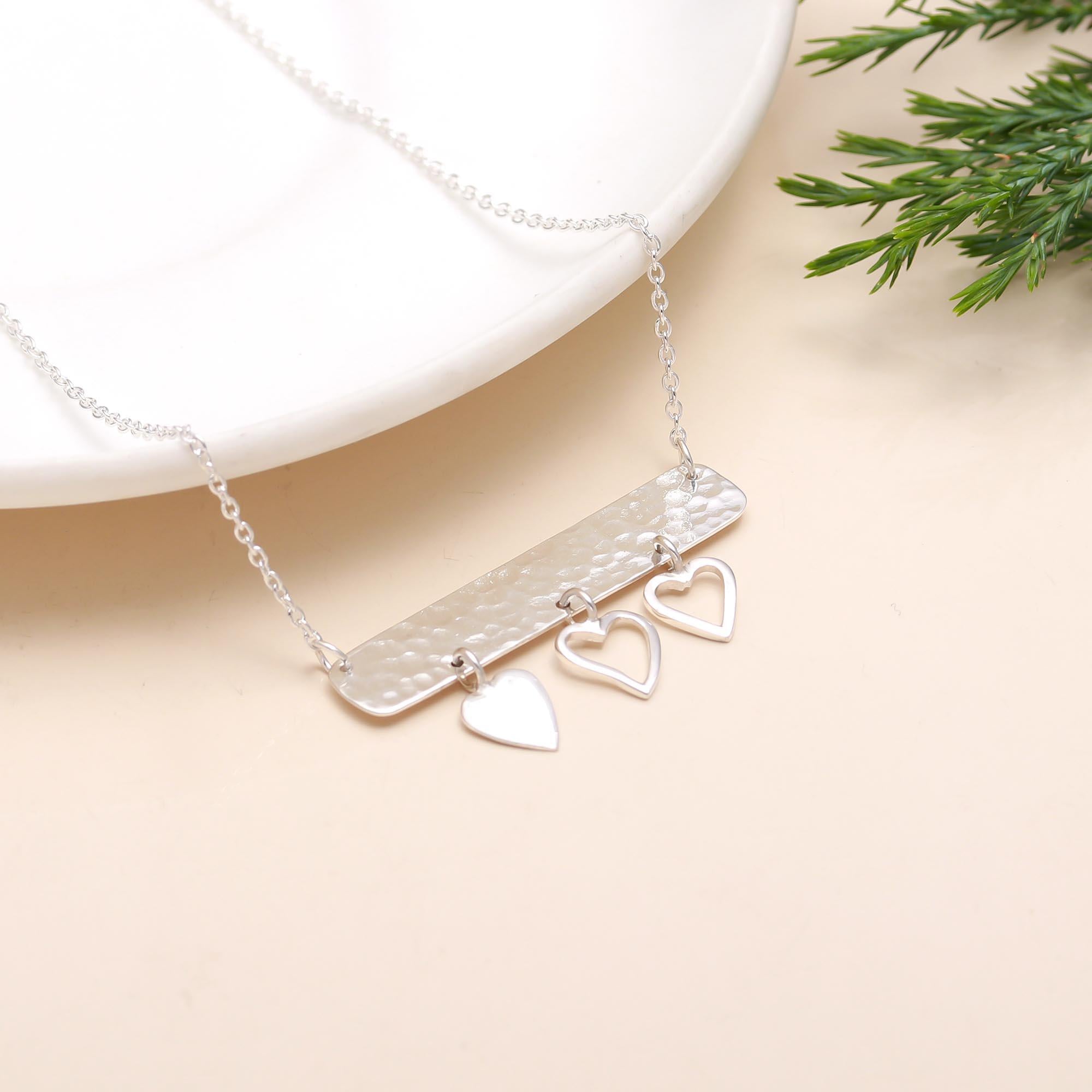 925 Silver Hammered Bar Necklace