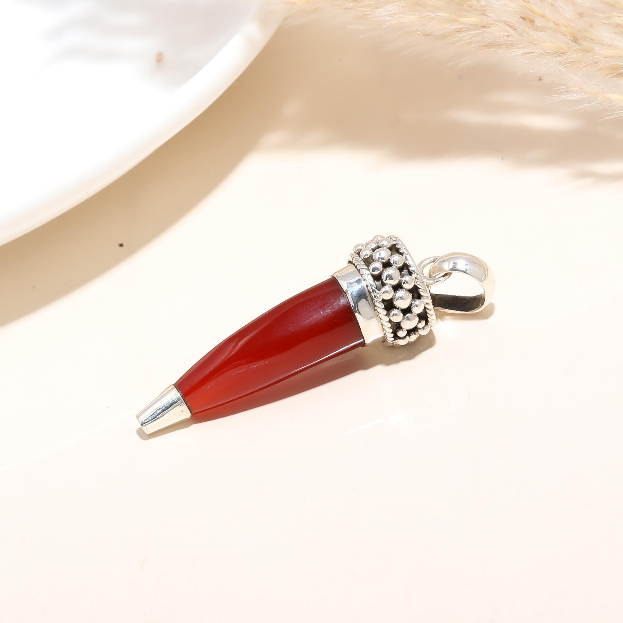The Crimson Spike: Red Carnelian Bullet Pendant
