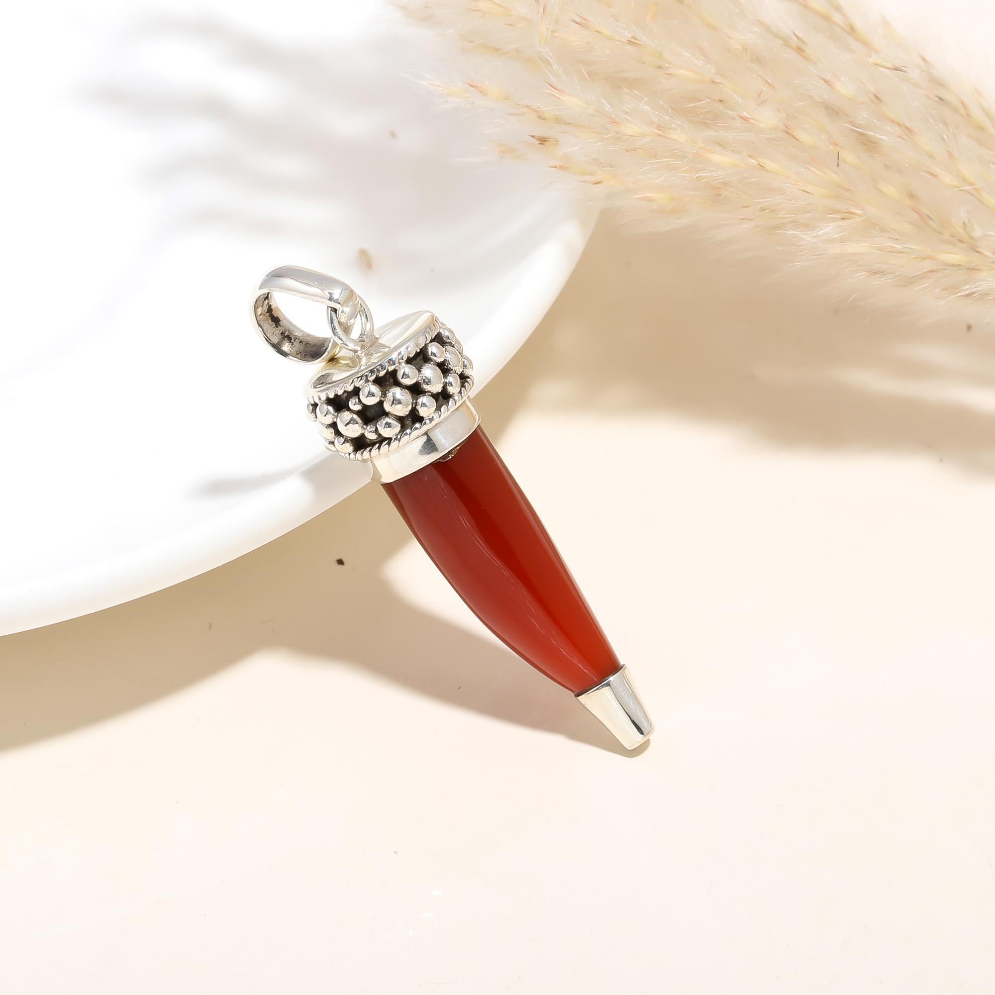 The Crimson Spike: Red Carnelian Bullet Pendant