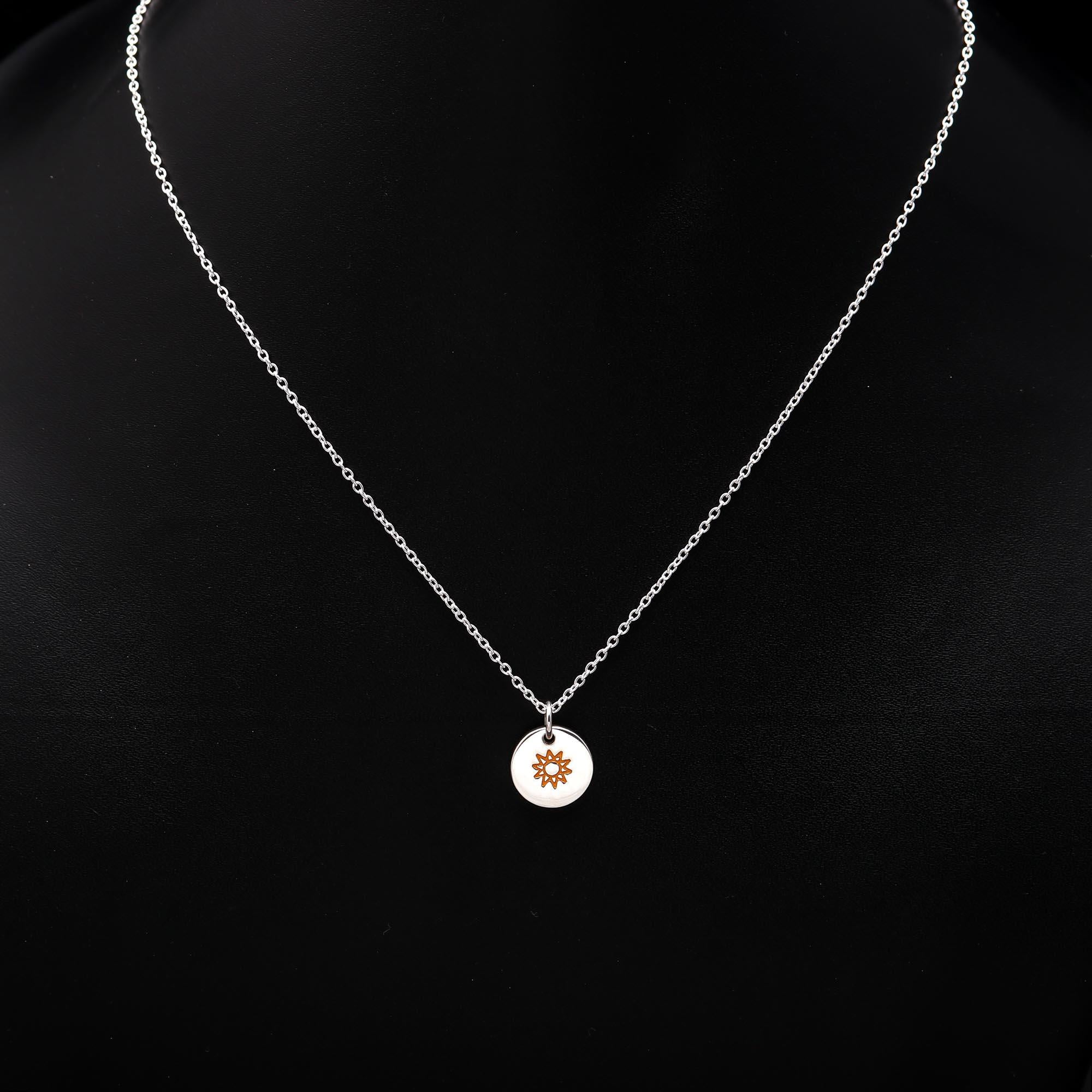 925 Silver Sun Charm Pendant Necklace