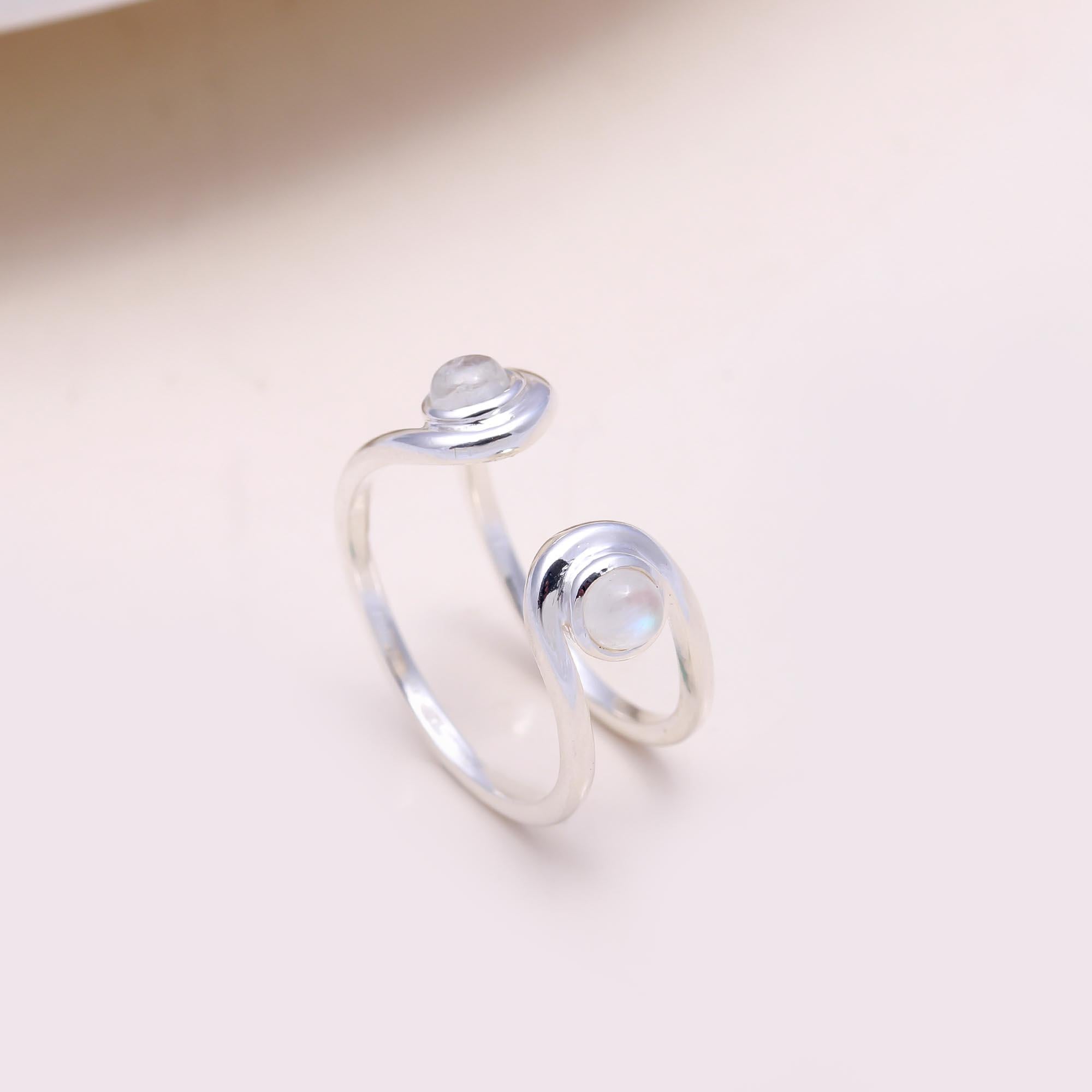 The Twin Orb Wrap Ring:  Moonstone Wrap Ring