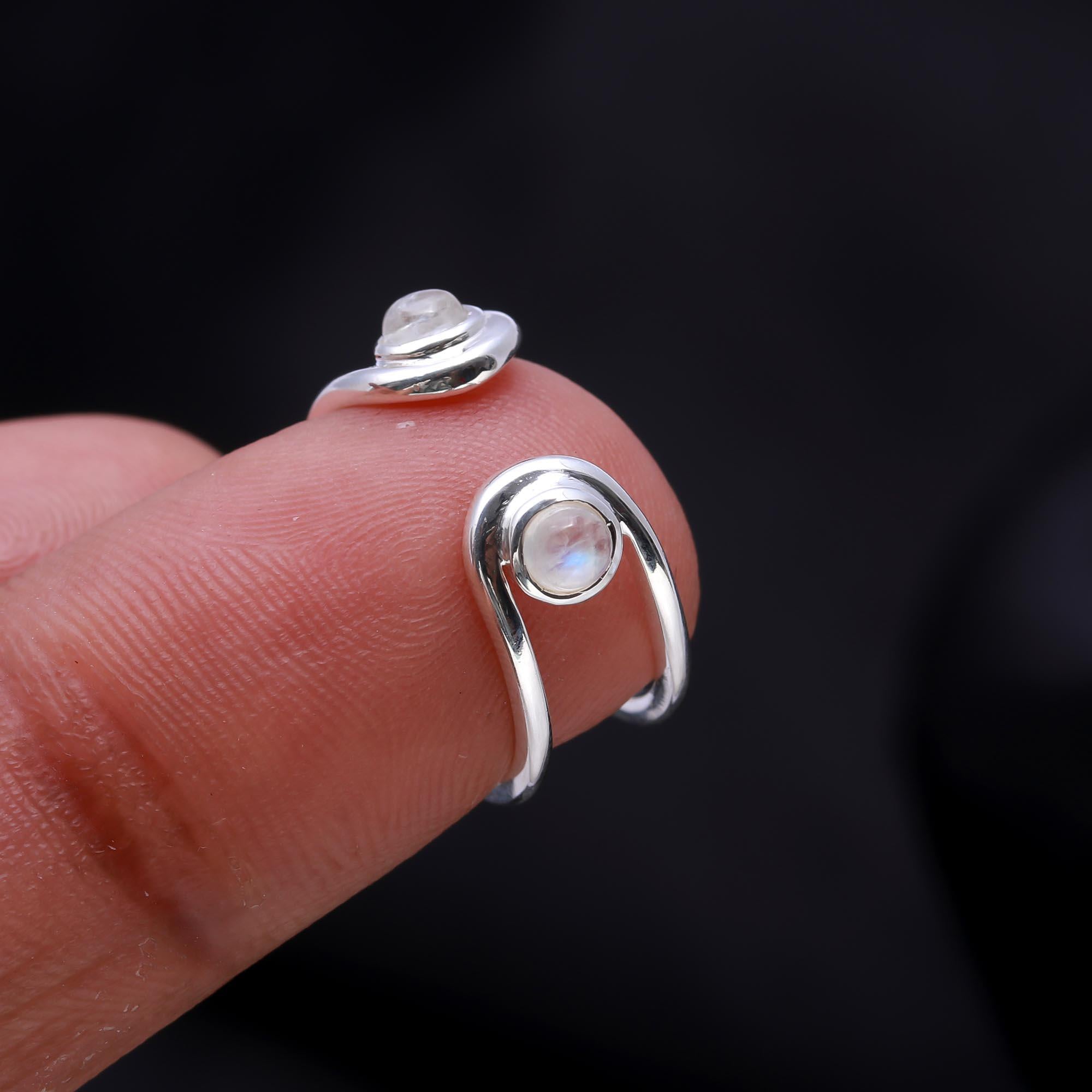 The Twin Orb Wrap Ring:  Moonstone Wrap Ring