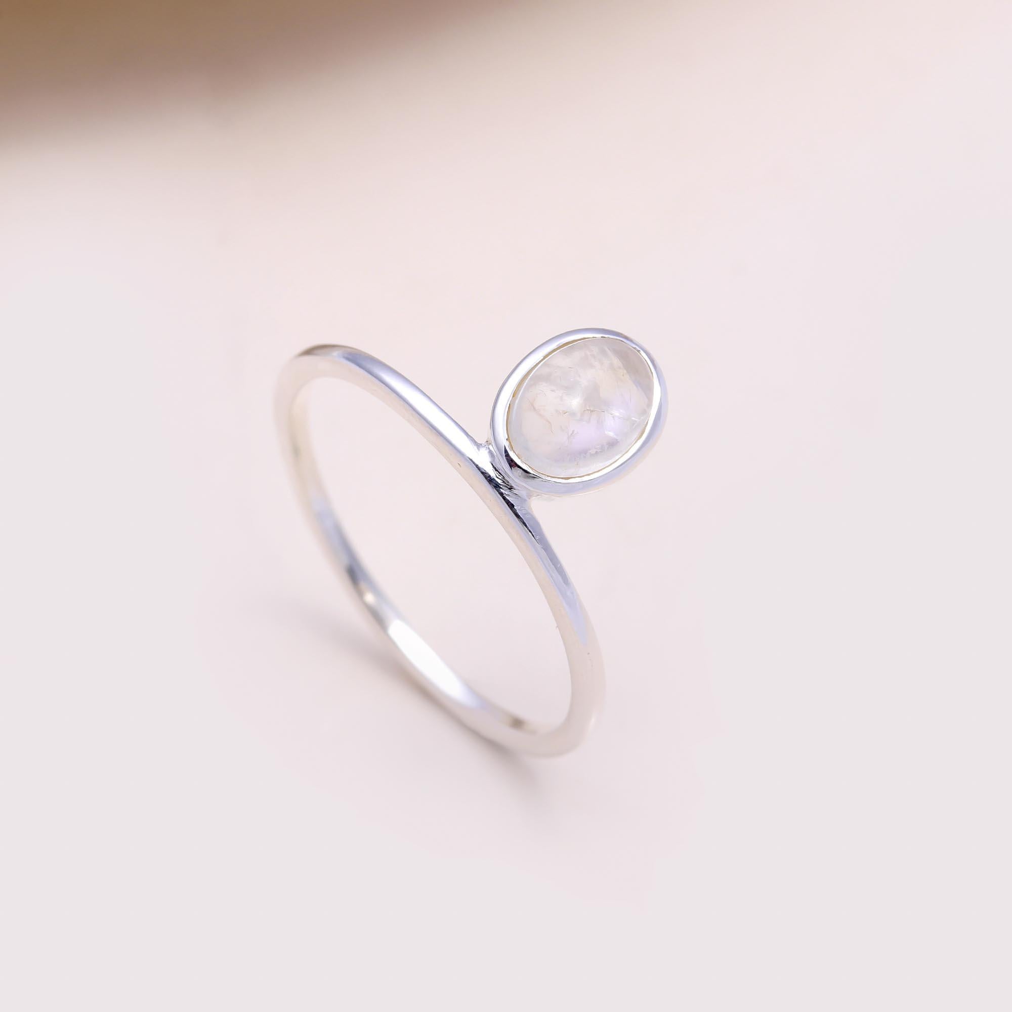 The Orbit Moonstone: Offset Oval Moonstone Ring