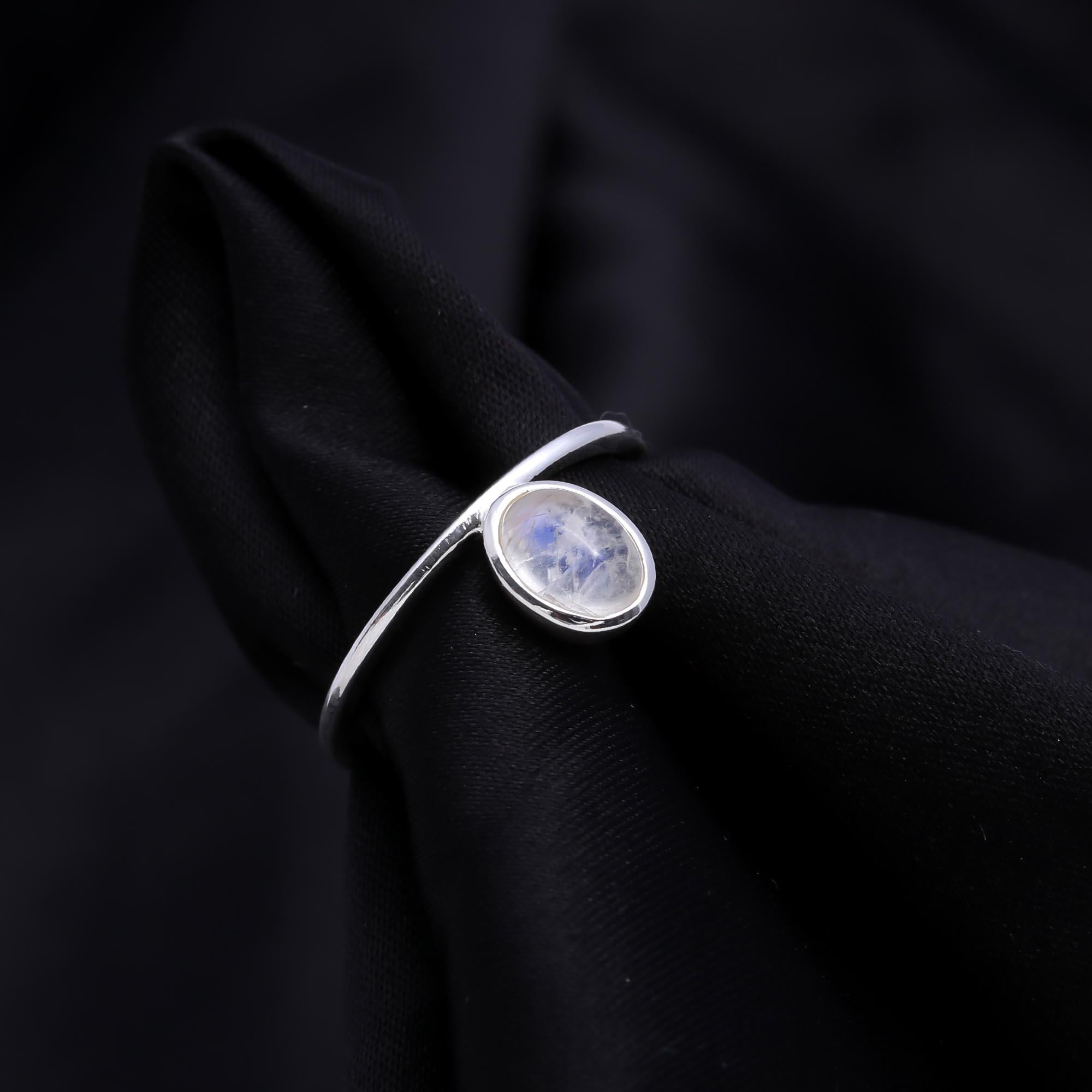 The Orbit Moonstone: Offset Oval Moonstone Ring