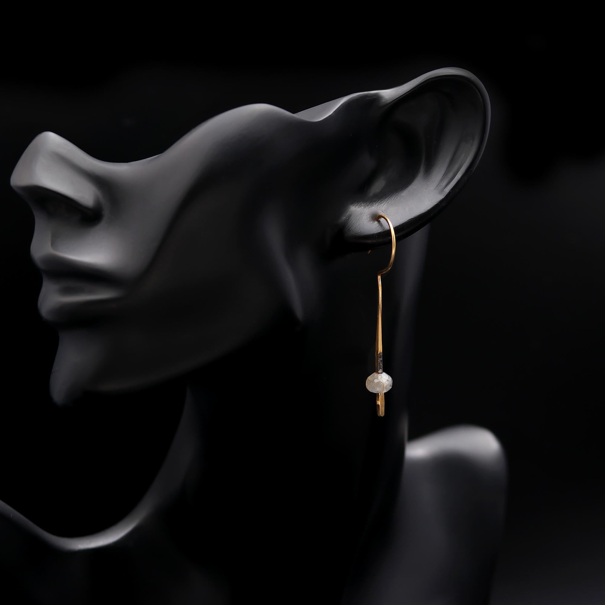 The Gilded Ray: Labradorite & Gold Linear Drop Earrings