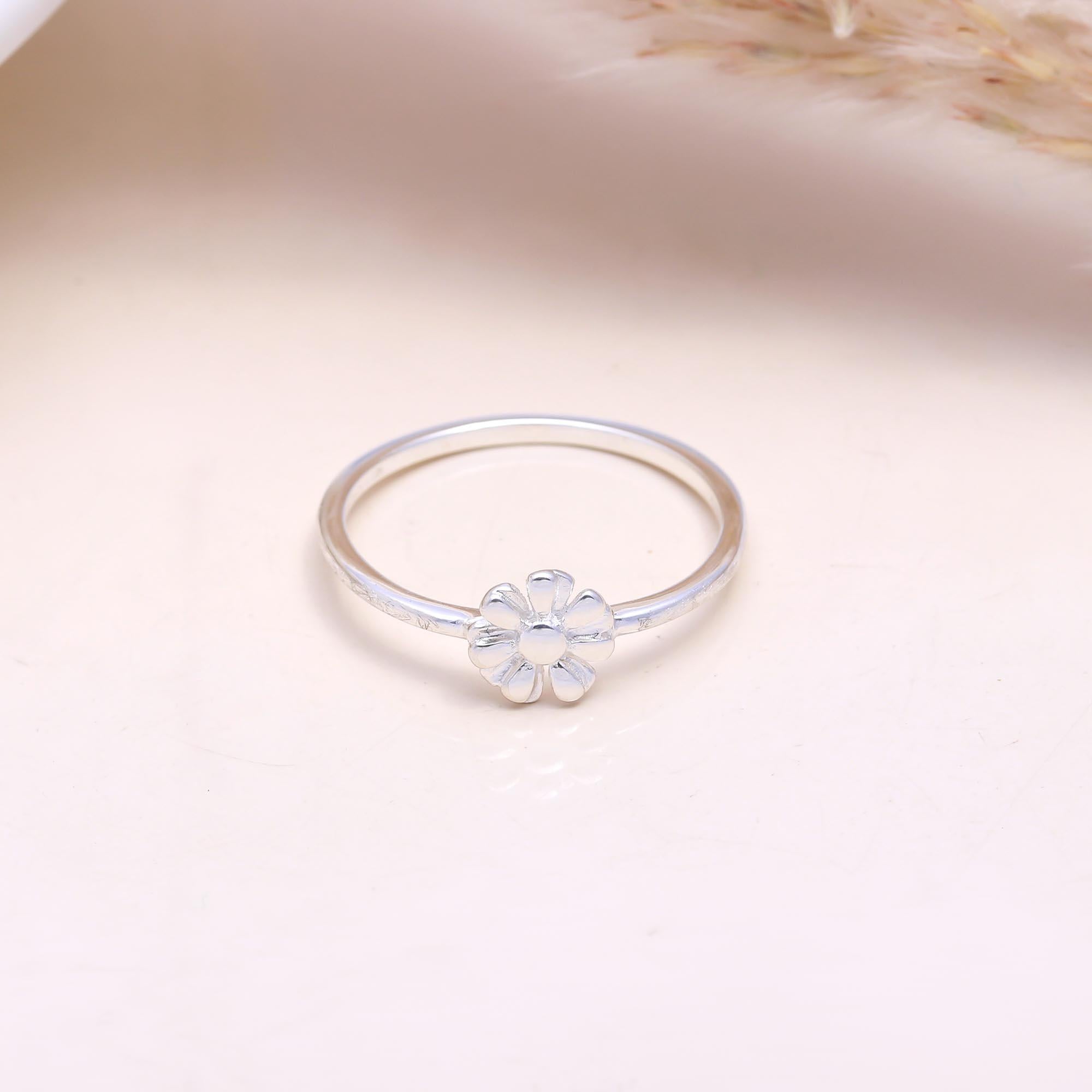 The Tiny Bloom: Silver Flower Stacking Ring