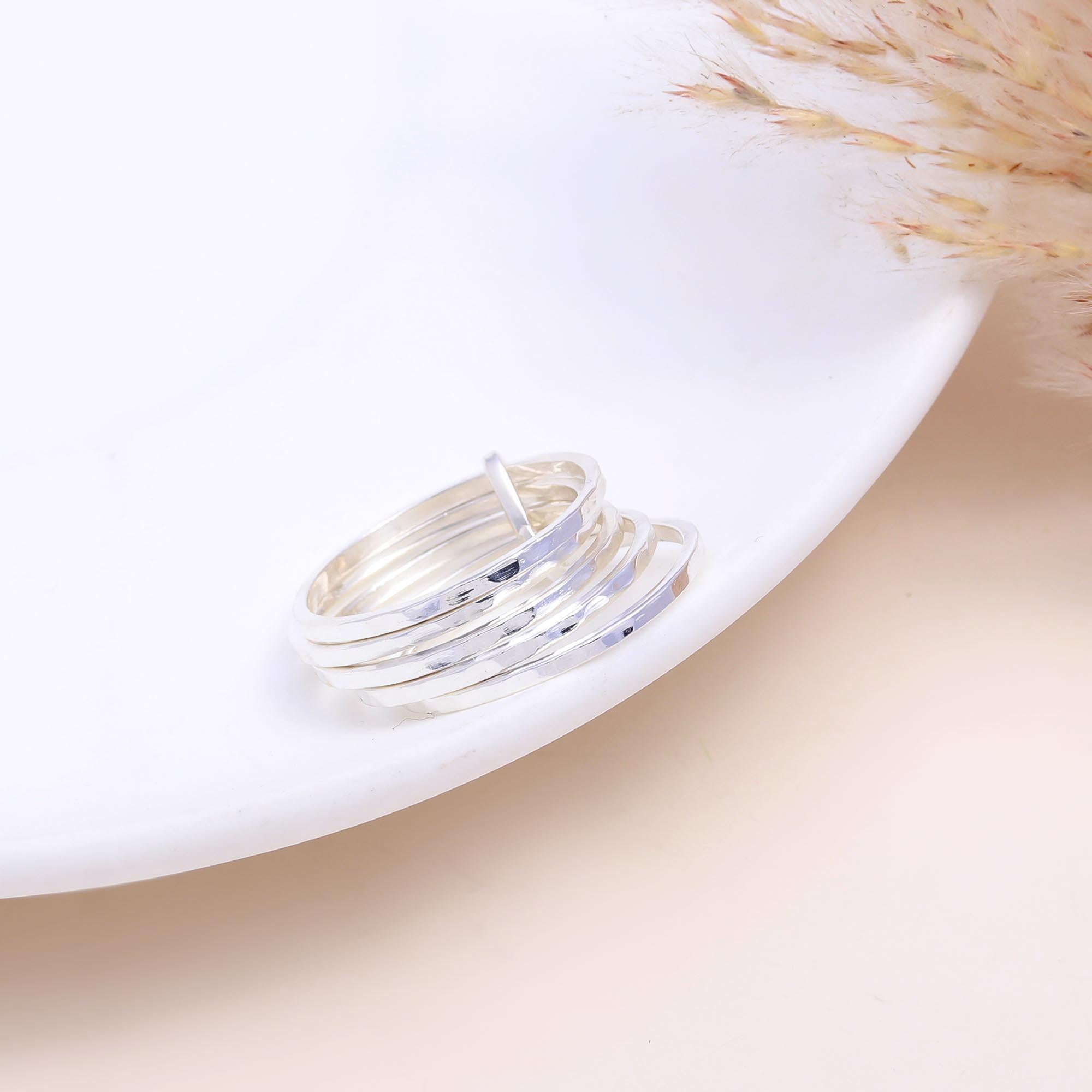 The Rustic Shine: Hammered Silver Stacking Ring