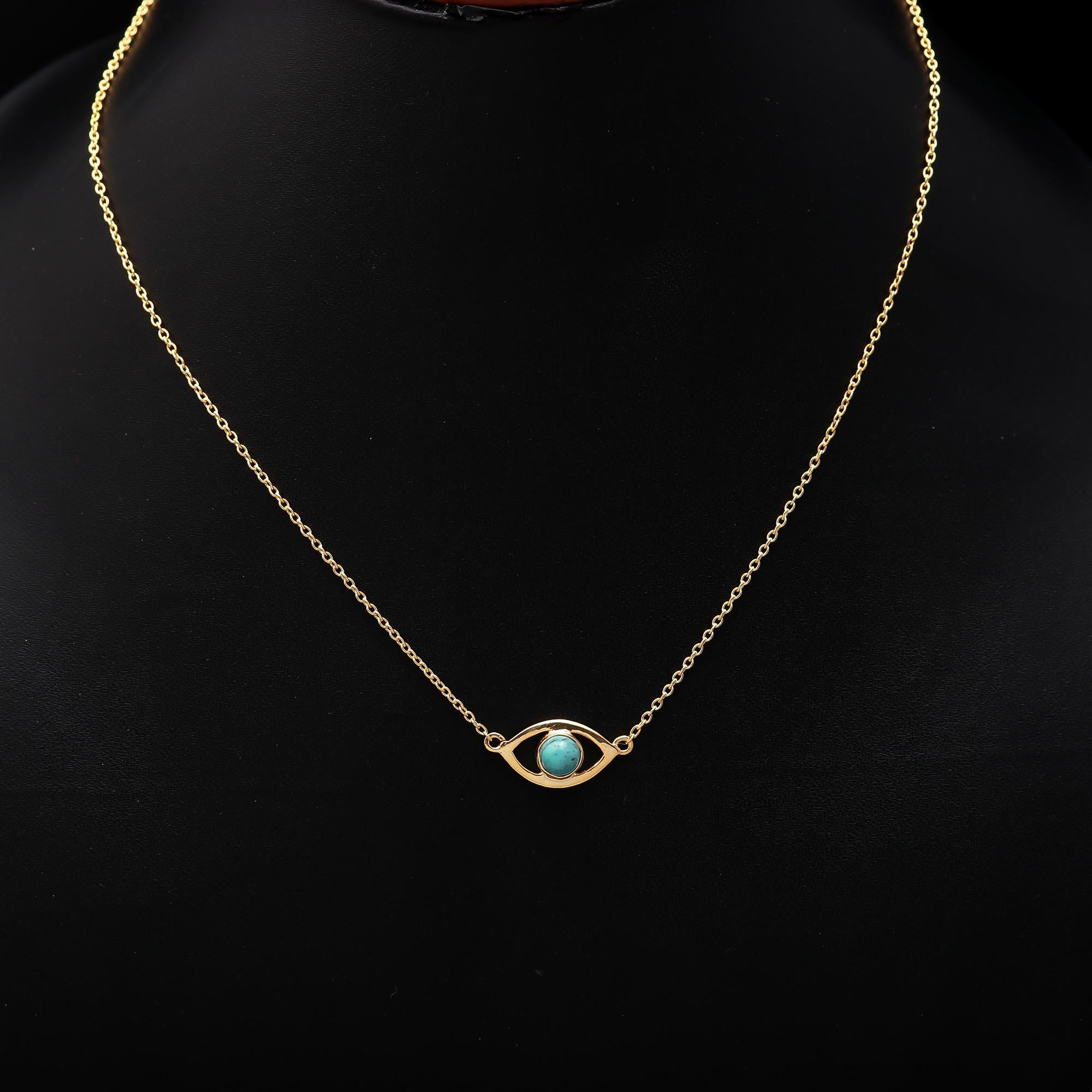 The Turquoise Gaze: Minimalist Evil Eye Necklace