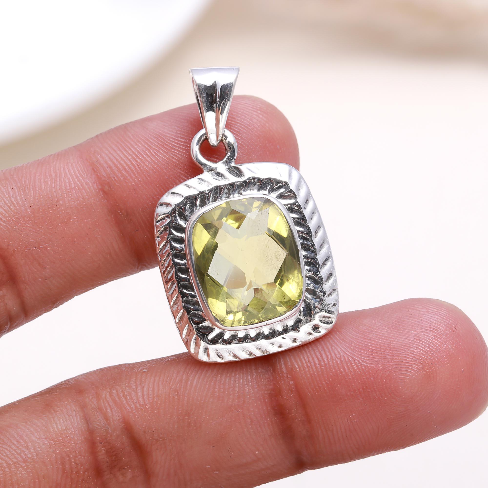 The Sunlit Window: Lemon Quartz Textured Rectangle Necklace