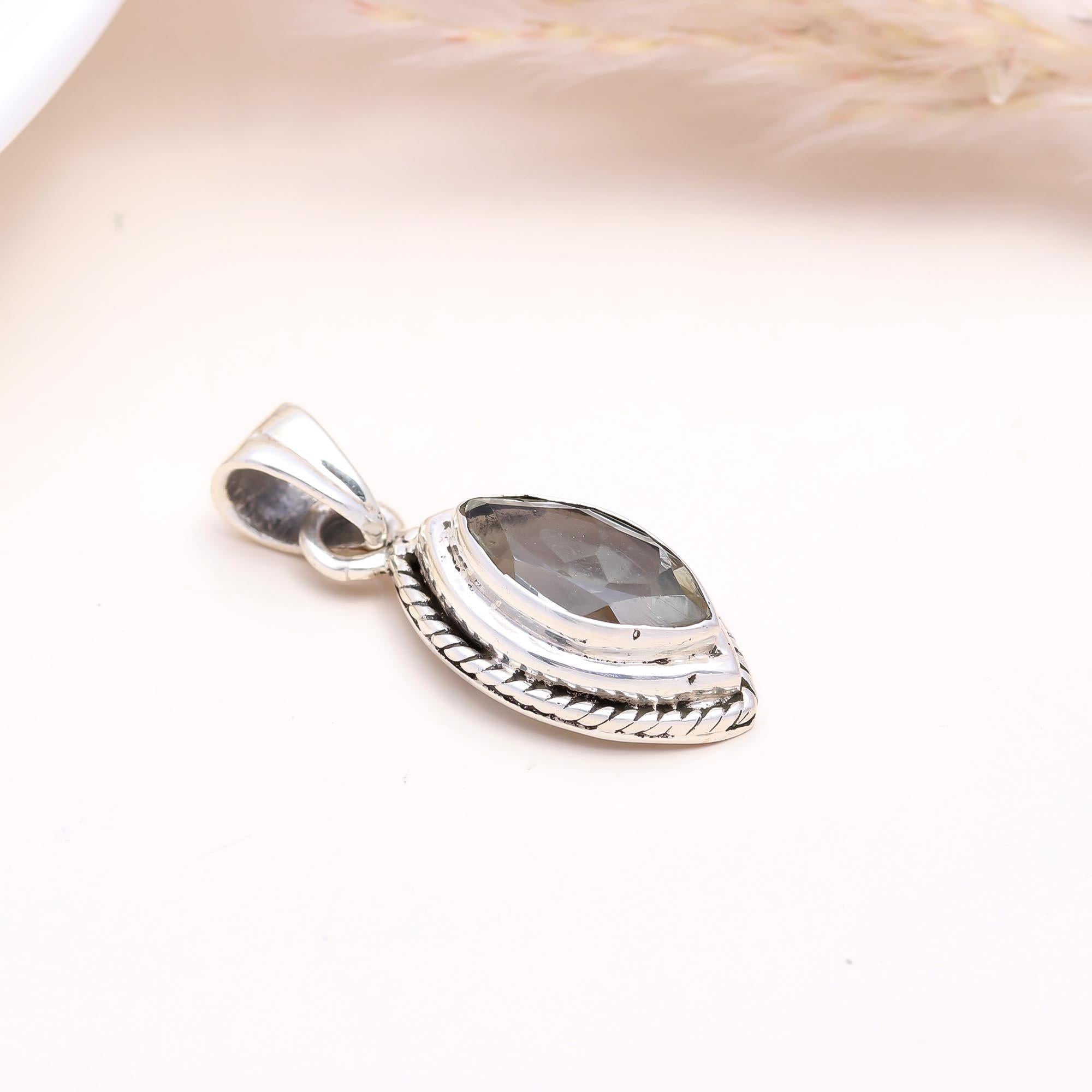 The Verdant Marquise: Marquise Green Amethyst Pendant