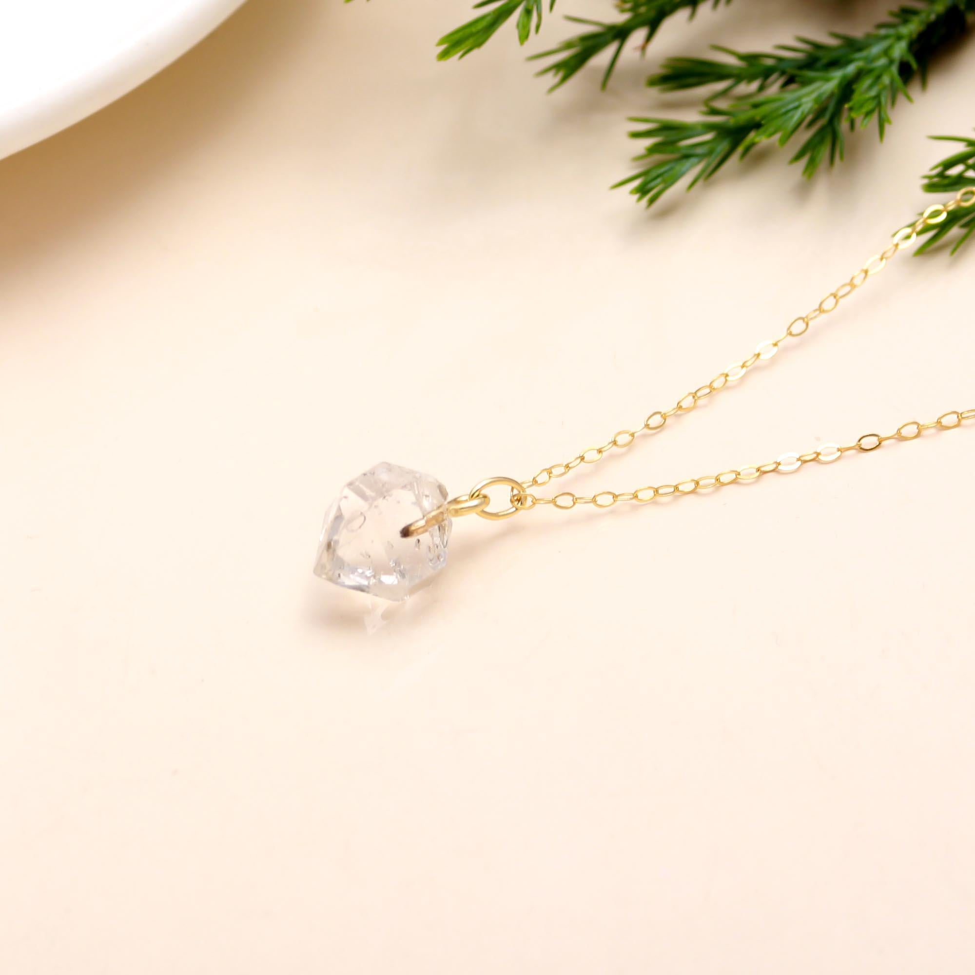The Raw Radiance: Herkimer Diamond Quartz Necklace