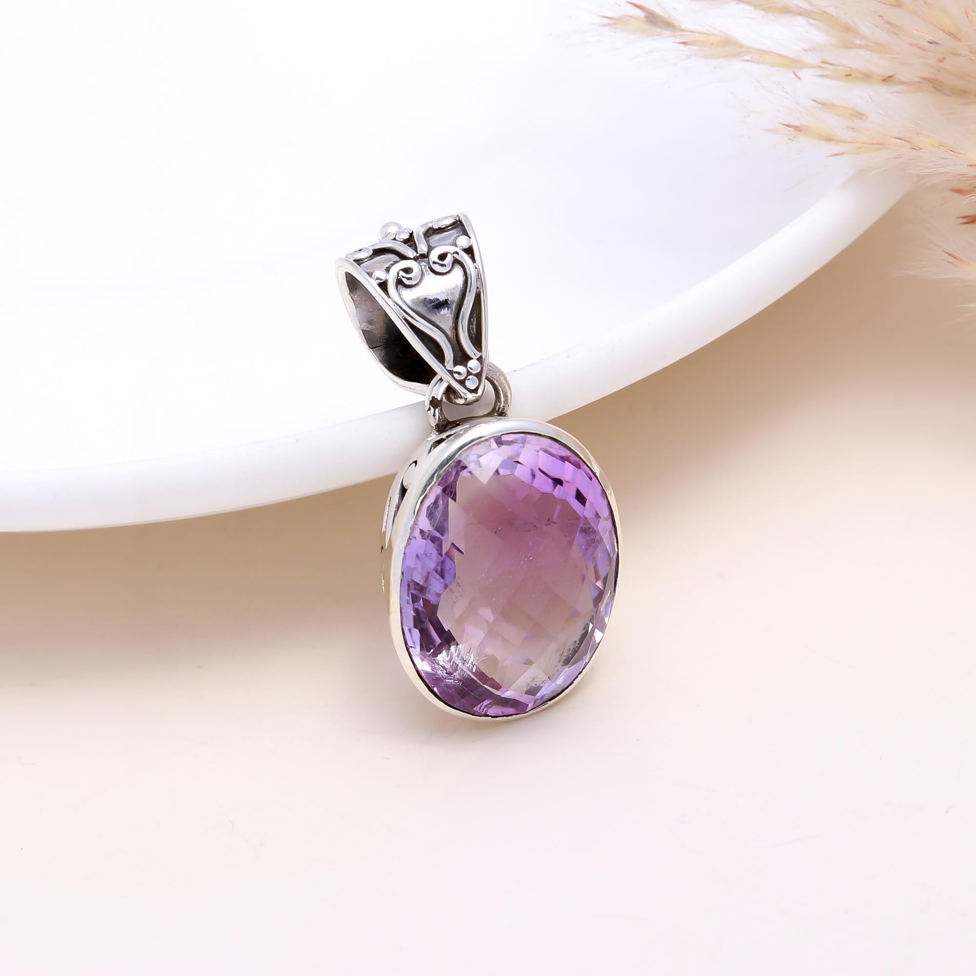 The Royal Heart Drop: Amethyst Heart Bail Necklace