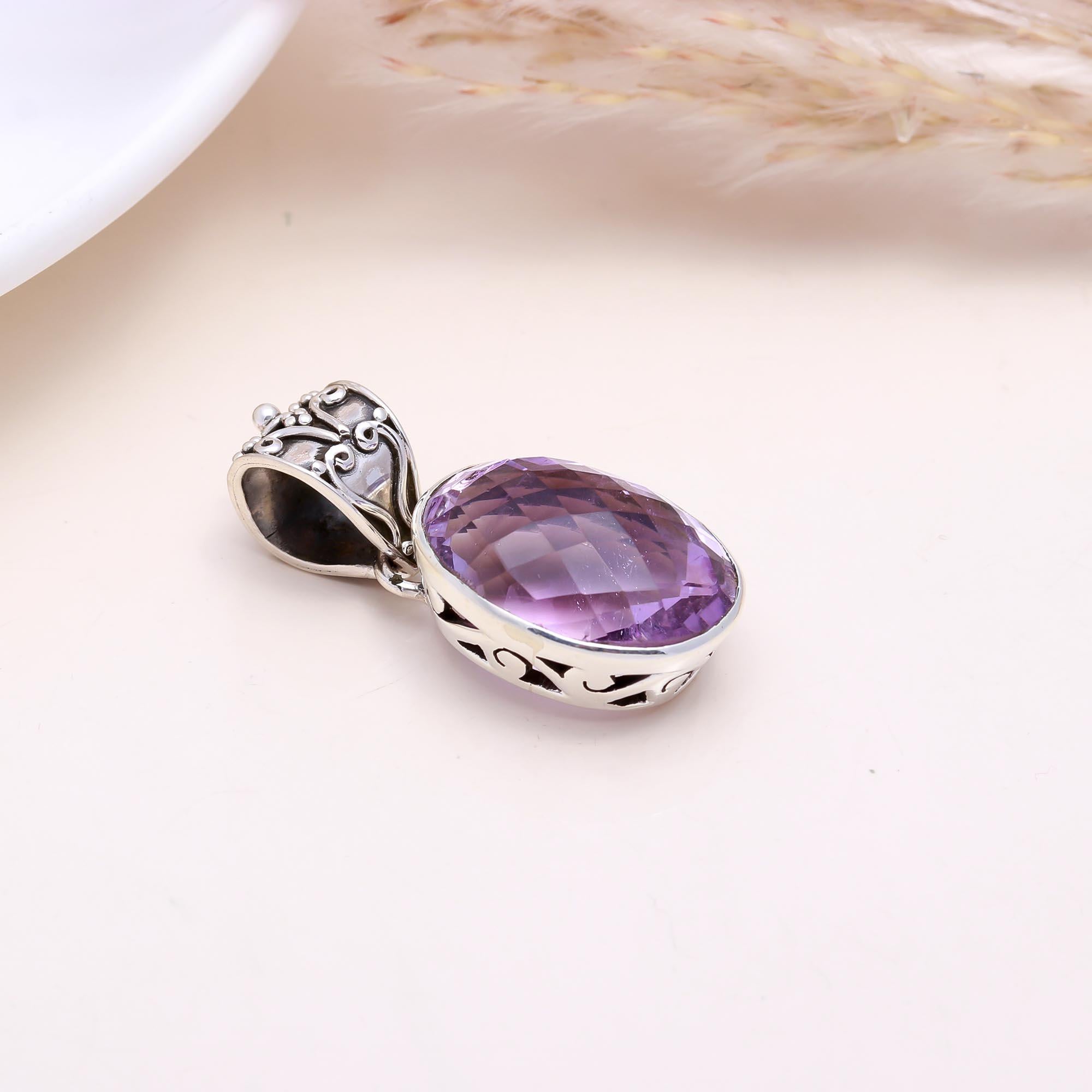 The Royal Heart Drop: Amethyst Heart Bail Necklace