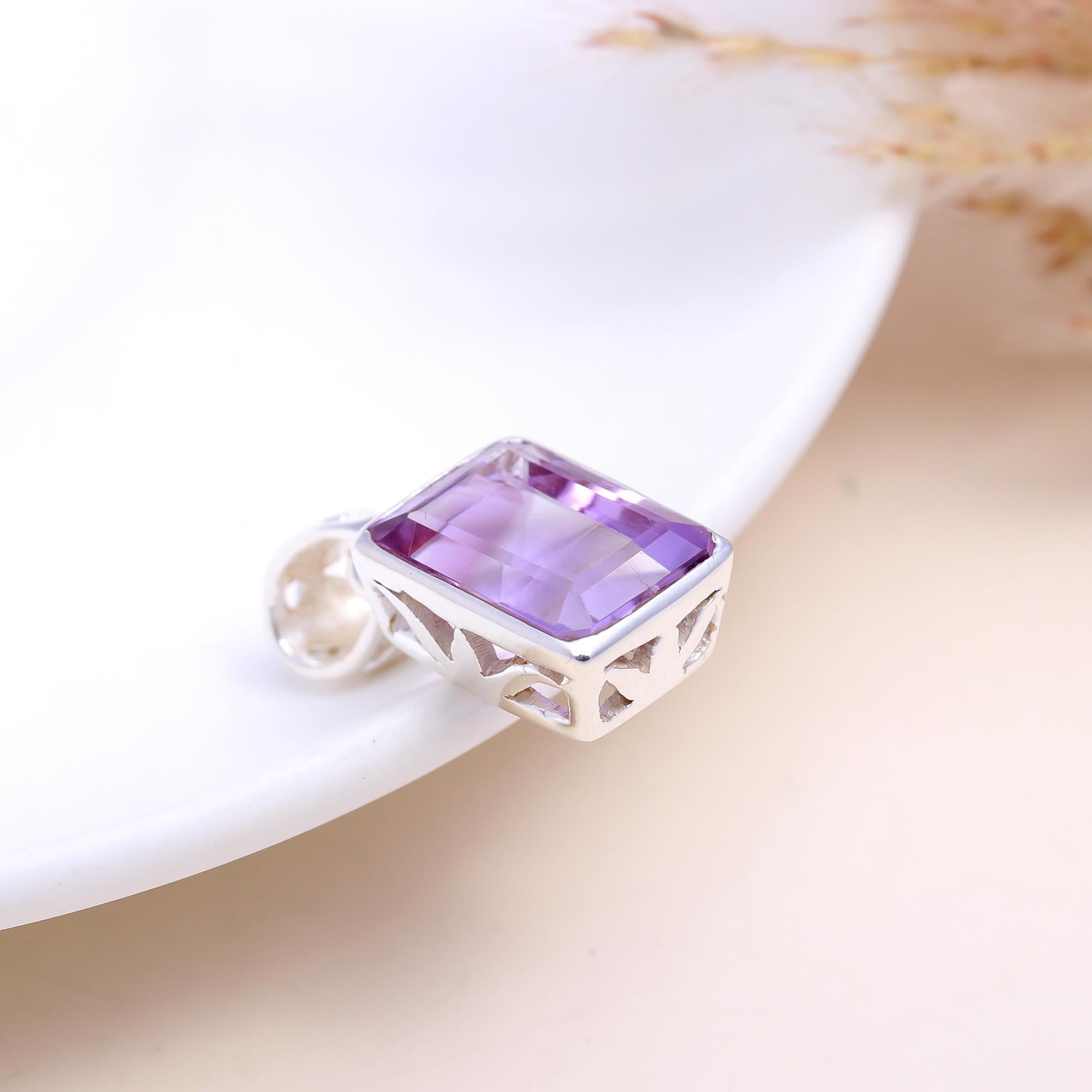 The Royal Window: Emerald Cut Amethyst Pendant