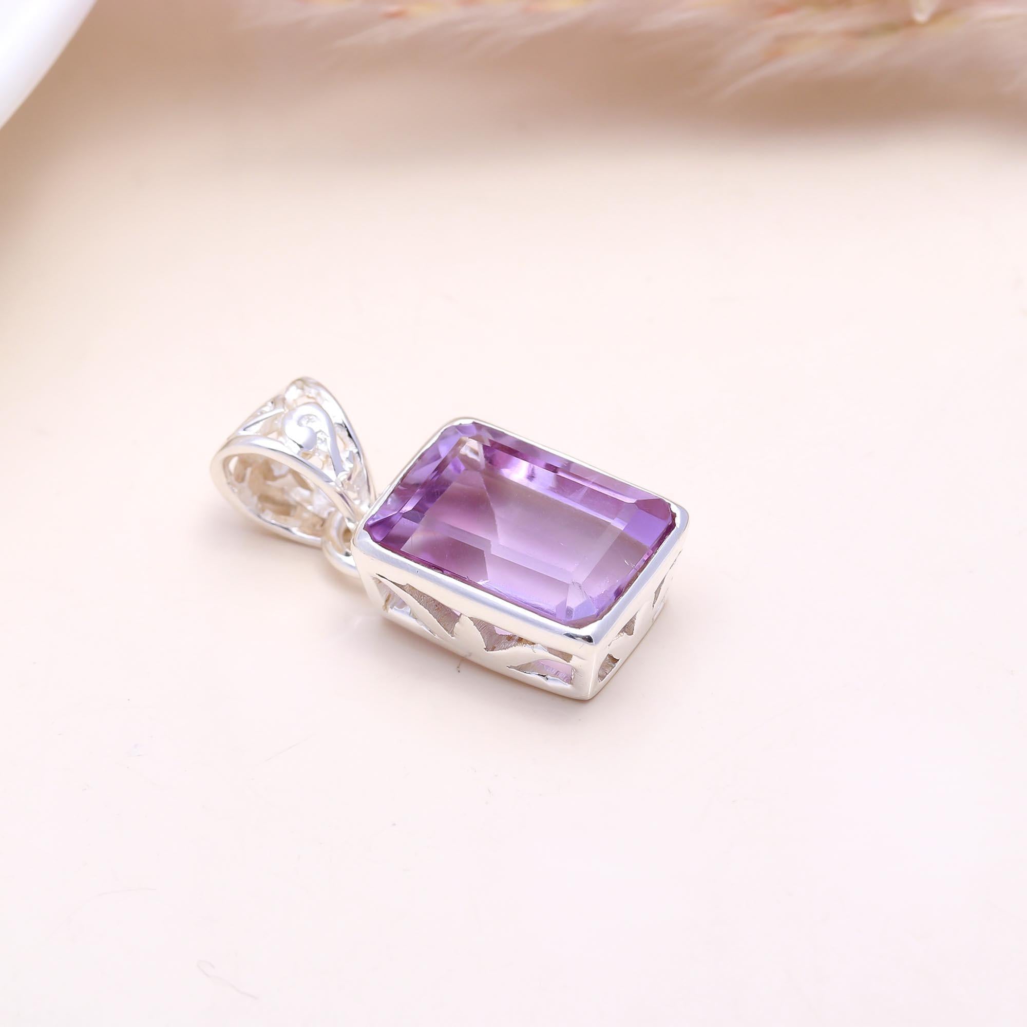 The Royal Window: Emerald Cut Amethyst Pendant