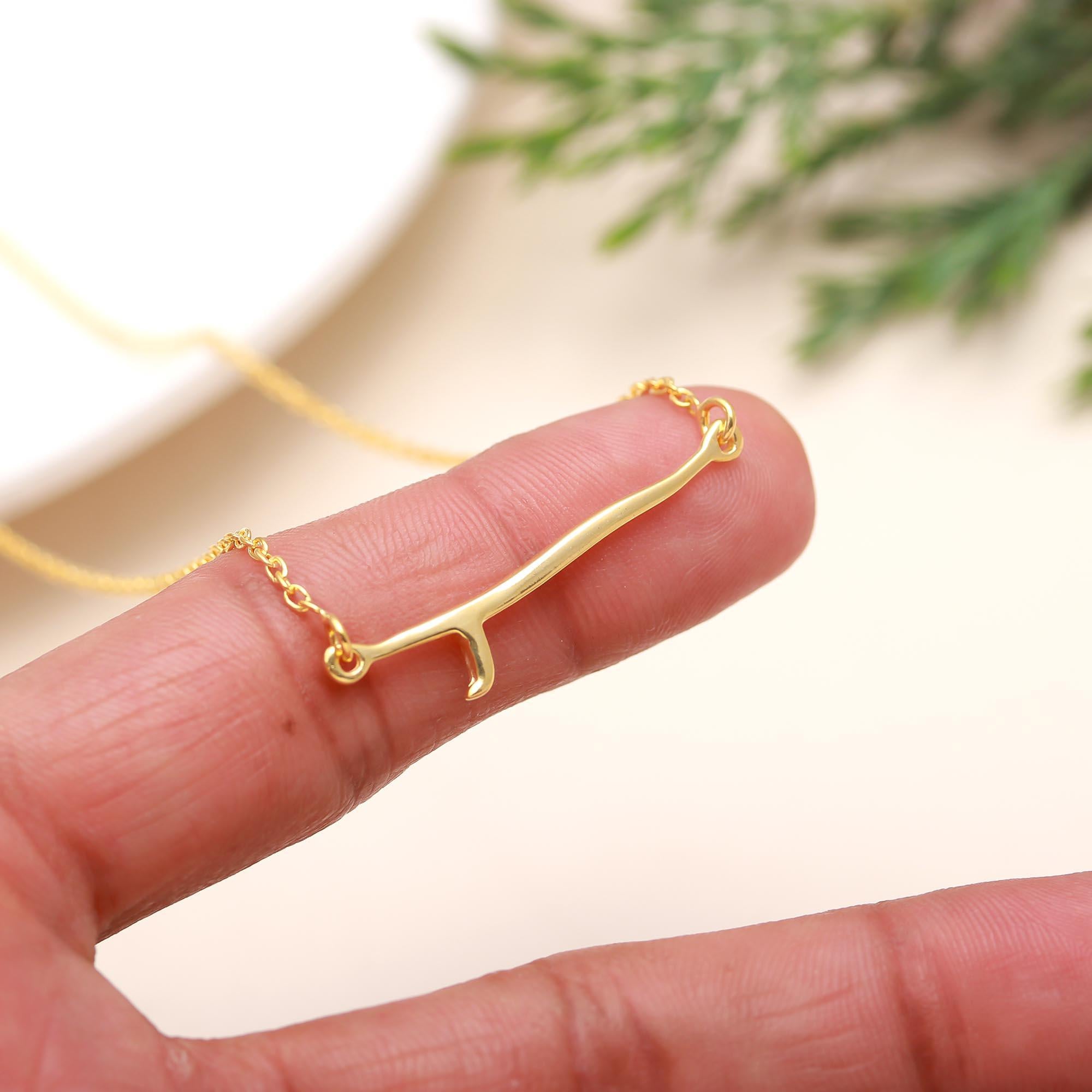 The Golden Twig: Organic Branch Bar Necklace